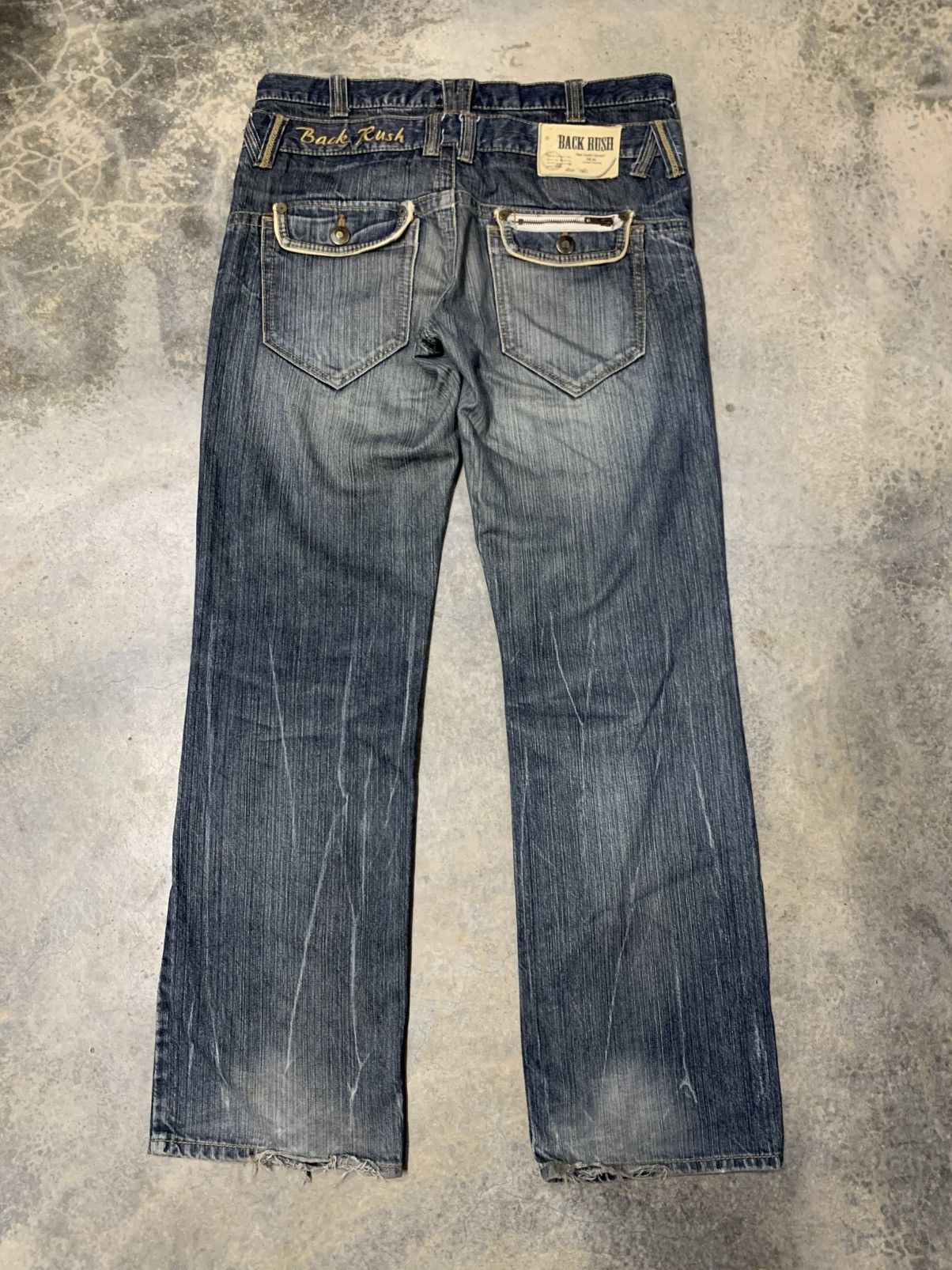 Japanese Brand × Vintage Vintage BACK RUSH Double Waist Clawmark Distressed Jean Size US 34 / EU 50 - 2 Thumbnail