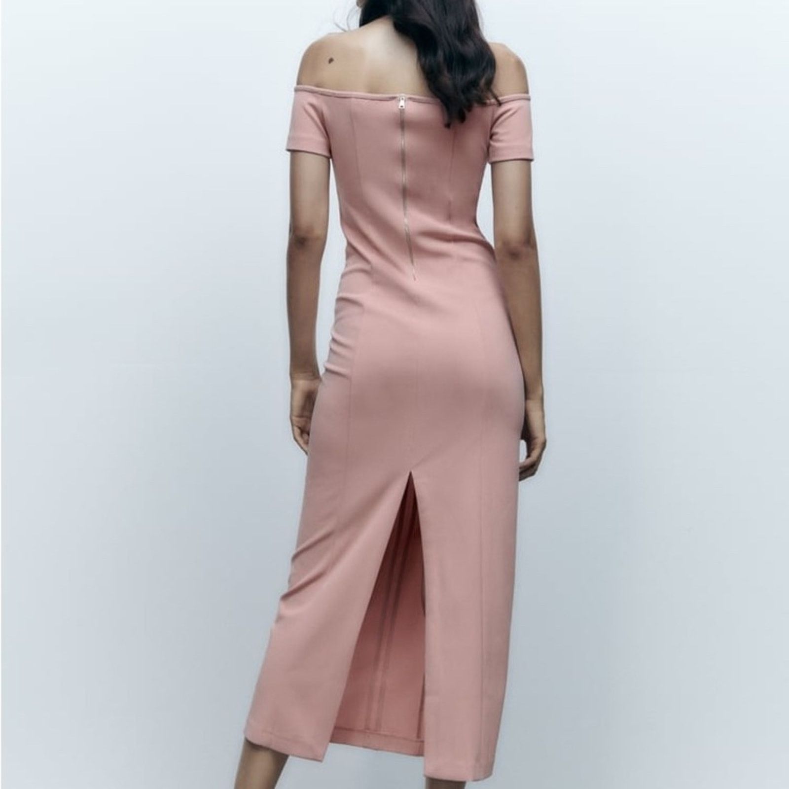 Zara ZARA TOPSTITCHED DRESS PALE PINK Size S / US 4 / IT 40 - 9 Thumbnail
