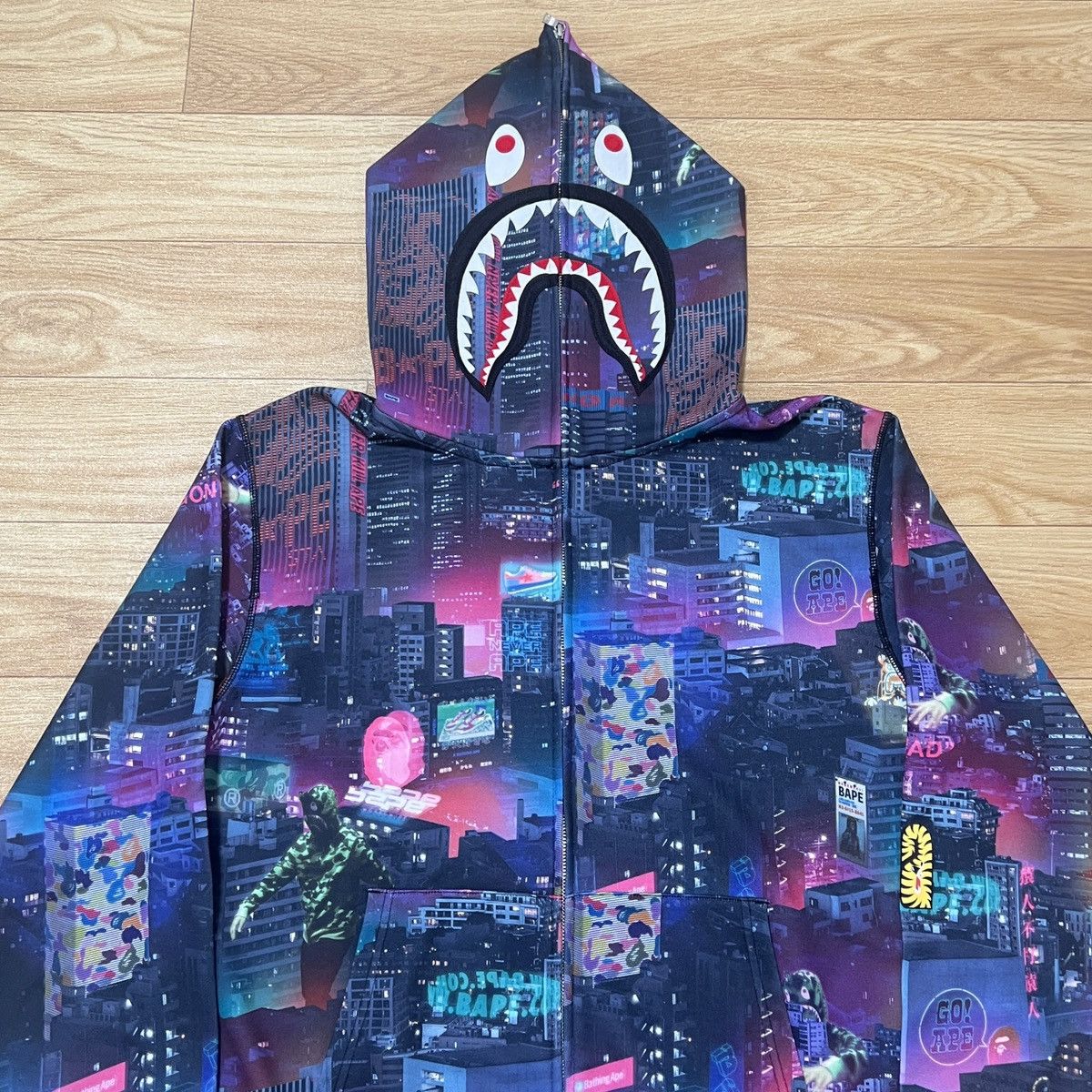 Bape 💥 Bape Tokyo Night View Shark Zip Up Hoodie💥 Size US XXL / EU 58 / 5 - 3 Thumbnail