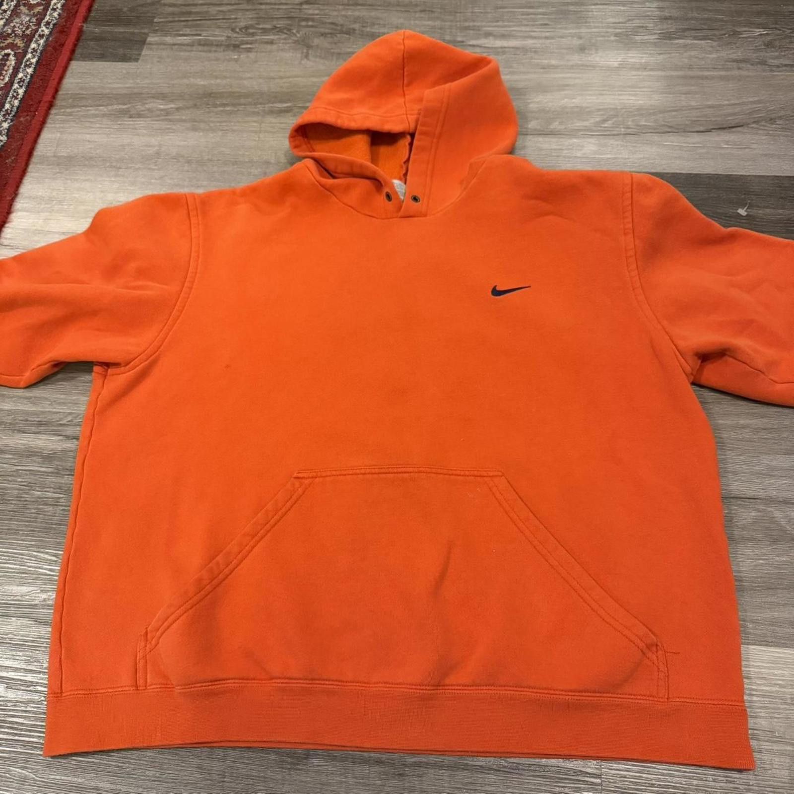 Nike Vintage Nike swoosh hoodie orange 00s L/XL boxy cropped Size US XL / EU 56 / 4 - 5 Thumbnail