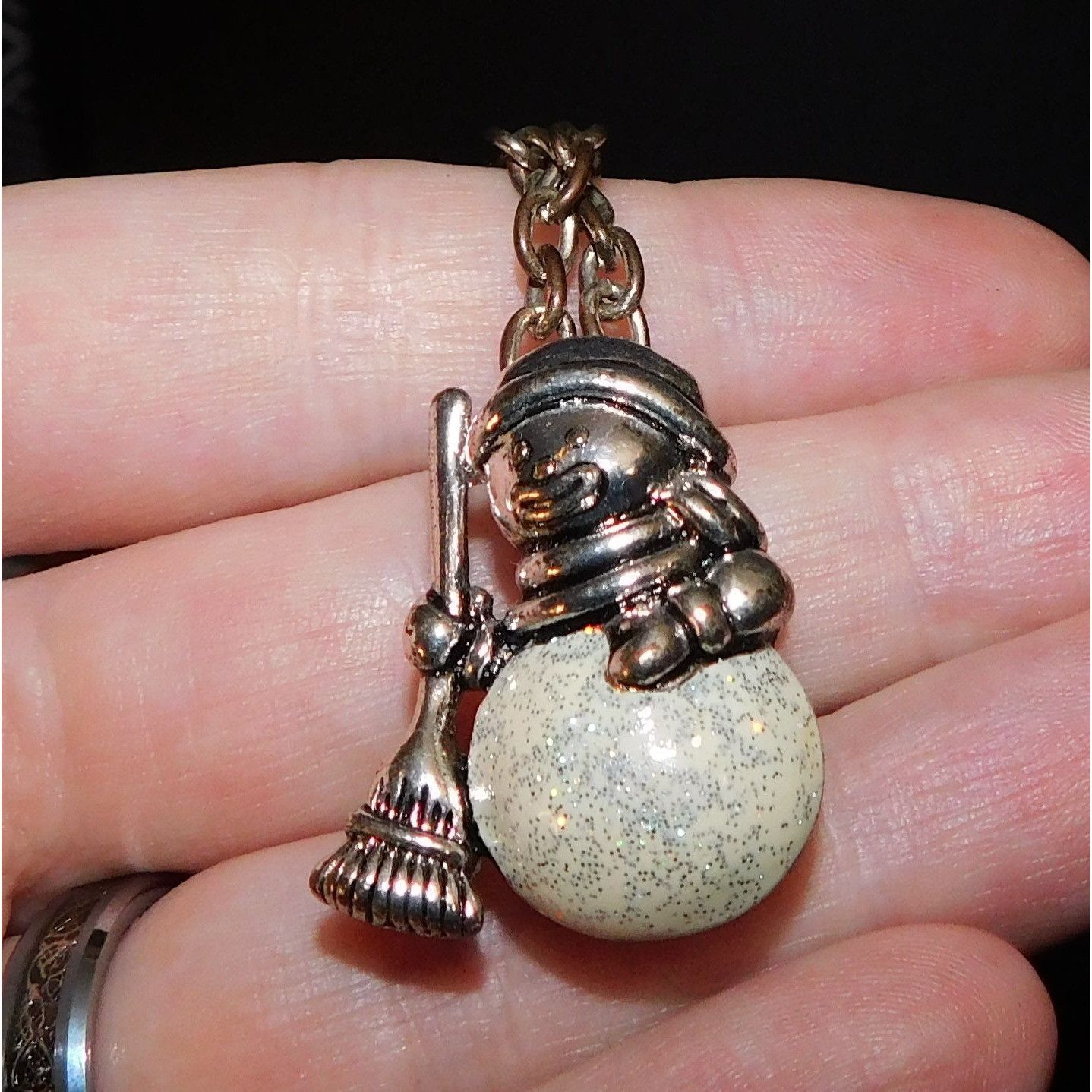 Other Vintage Silver Glitter Snowman Necklace/Brooch Size ONE SIZE - 6 Thumbnail