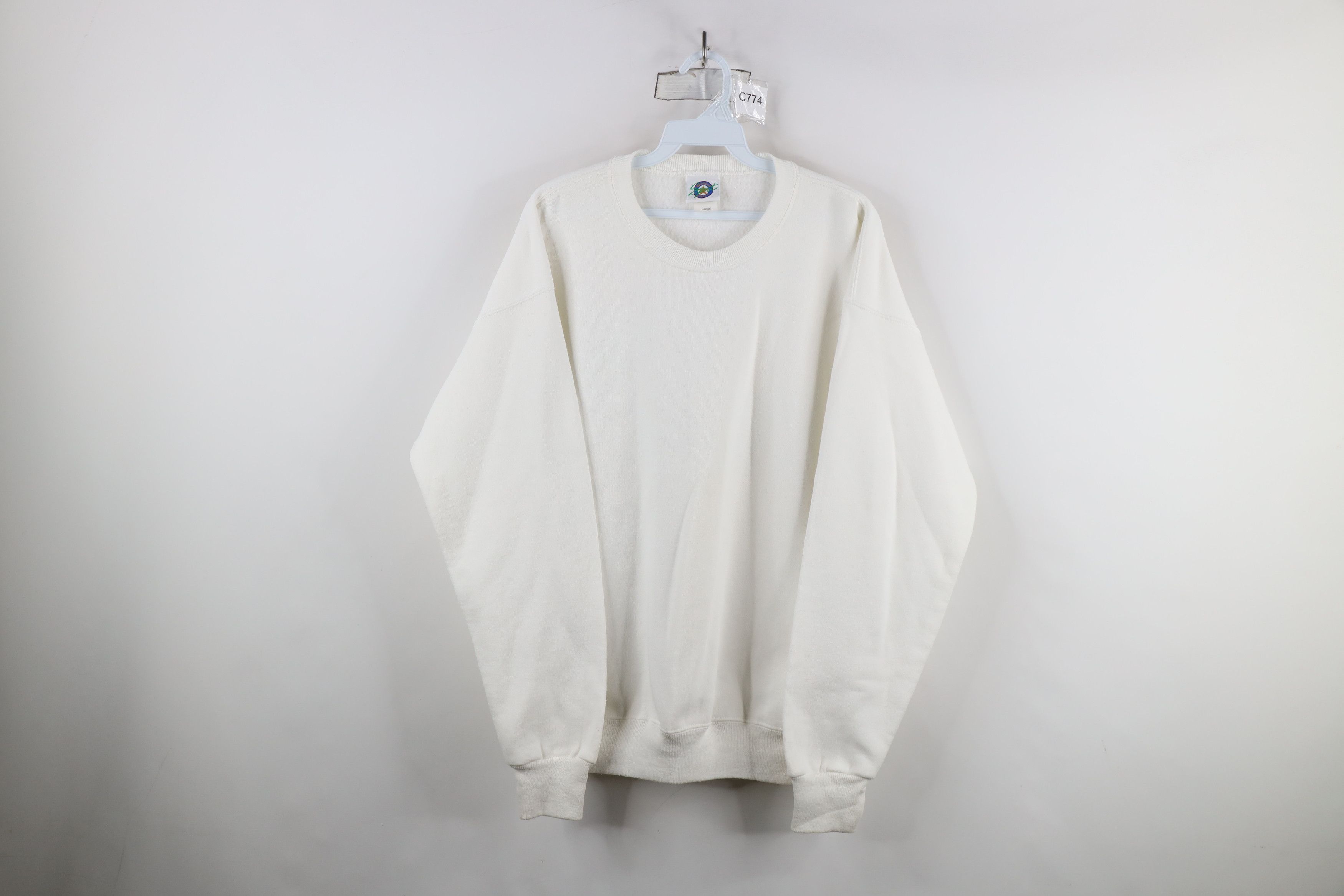 Vintage Vintage 90s Streetwear Blank Crewneck Sweatshirt White USA Size US L / EU 52-54 / 3 - 1 Thumbnail