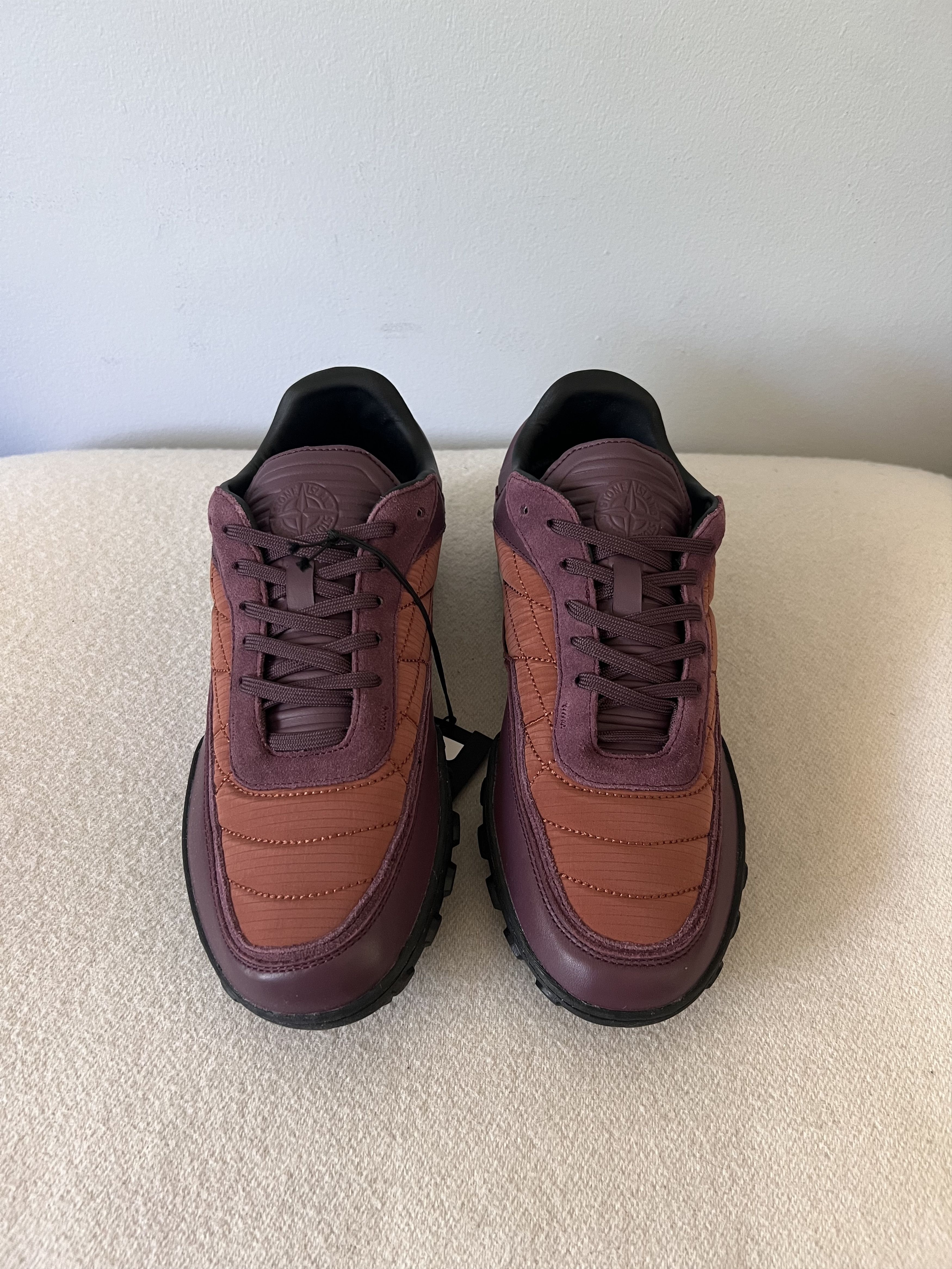 Stone Island Football Sneakers in Burgundy Footwear