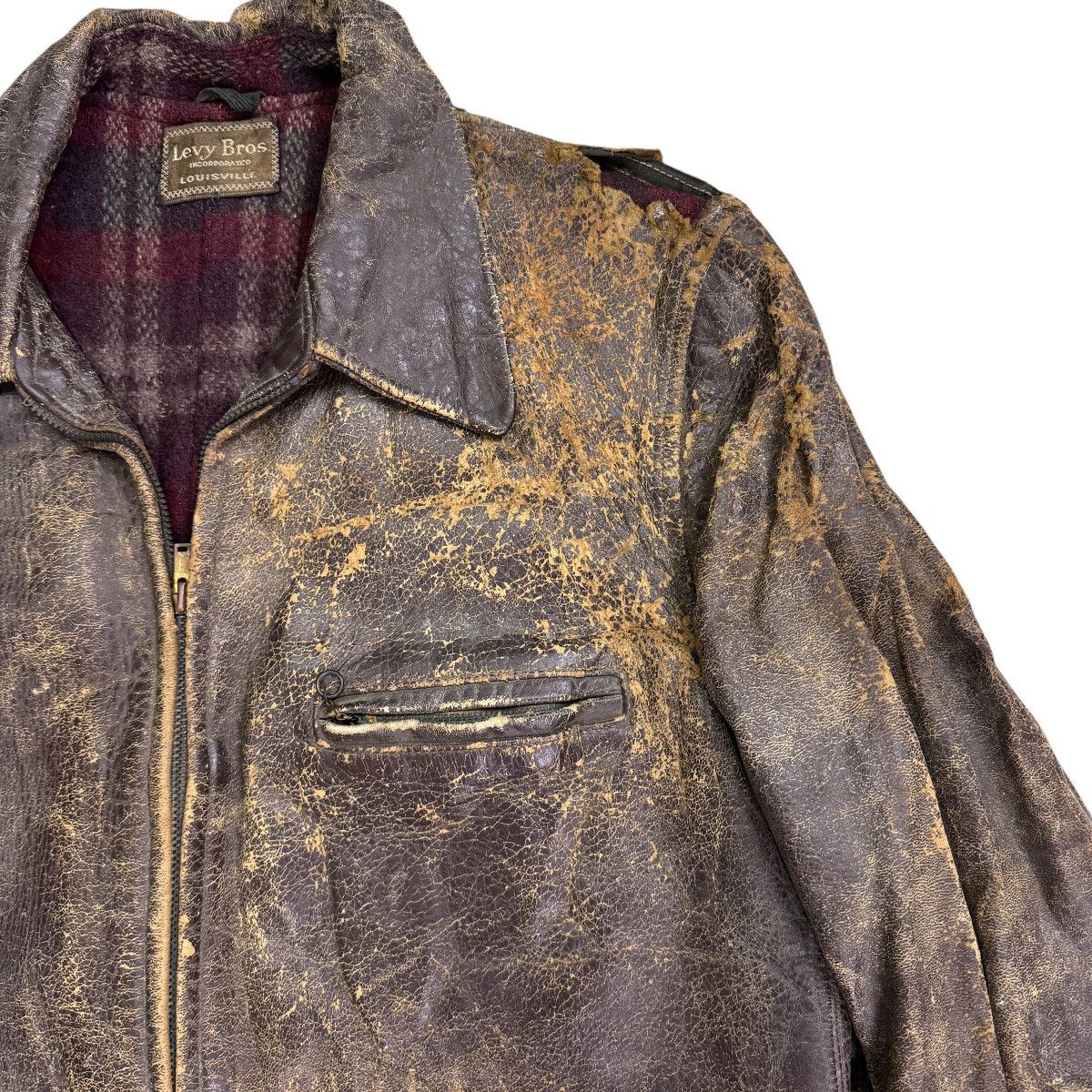 Vintage 🔥 30s LEVY BROS MONARCH HORSEHIDE PLAID LINER LEATHER JACKET Size US L / EU 52-54 / 3 - 10 Thumbnail