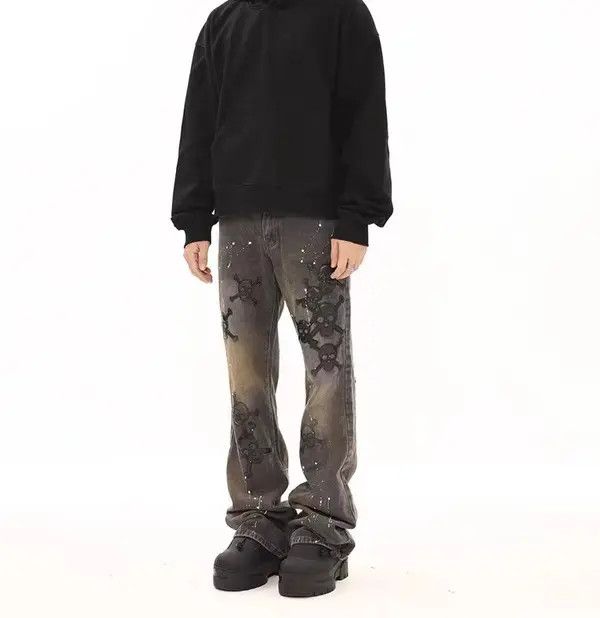 Japanese Brand VIBE Vintage dark patched jeans with splashes of ink Size US 30 / EU 46 - 4 Thumbnail