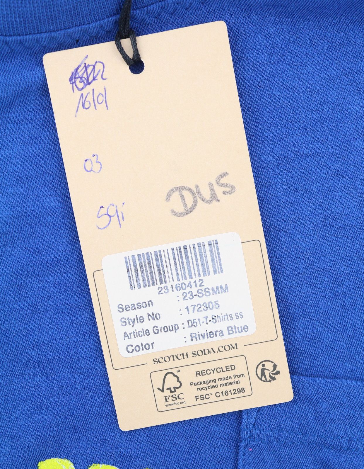 Scotch & Soda M Blue Cotton Linen Tricot T-Shirt 88588 Size US M / EU 48-50 / 2 - 6 Thumbnail