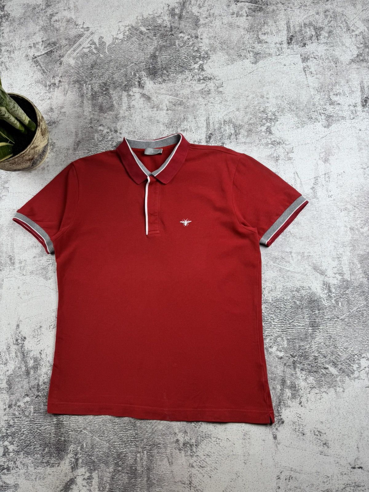 Dior Homme Hedi Slimane Red Bee 100% Cotton 50 Medium Size Polo T Shirt Tee, image size:1200x1600