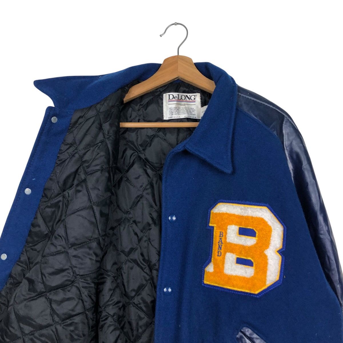 Delong 📌Vintage Leather Varsity Jacket Delong Made in Usa Size US XL / EU 56 / 4 - 13 Thumbnail