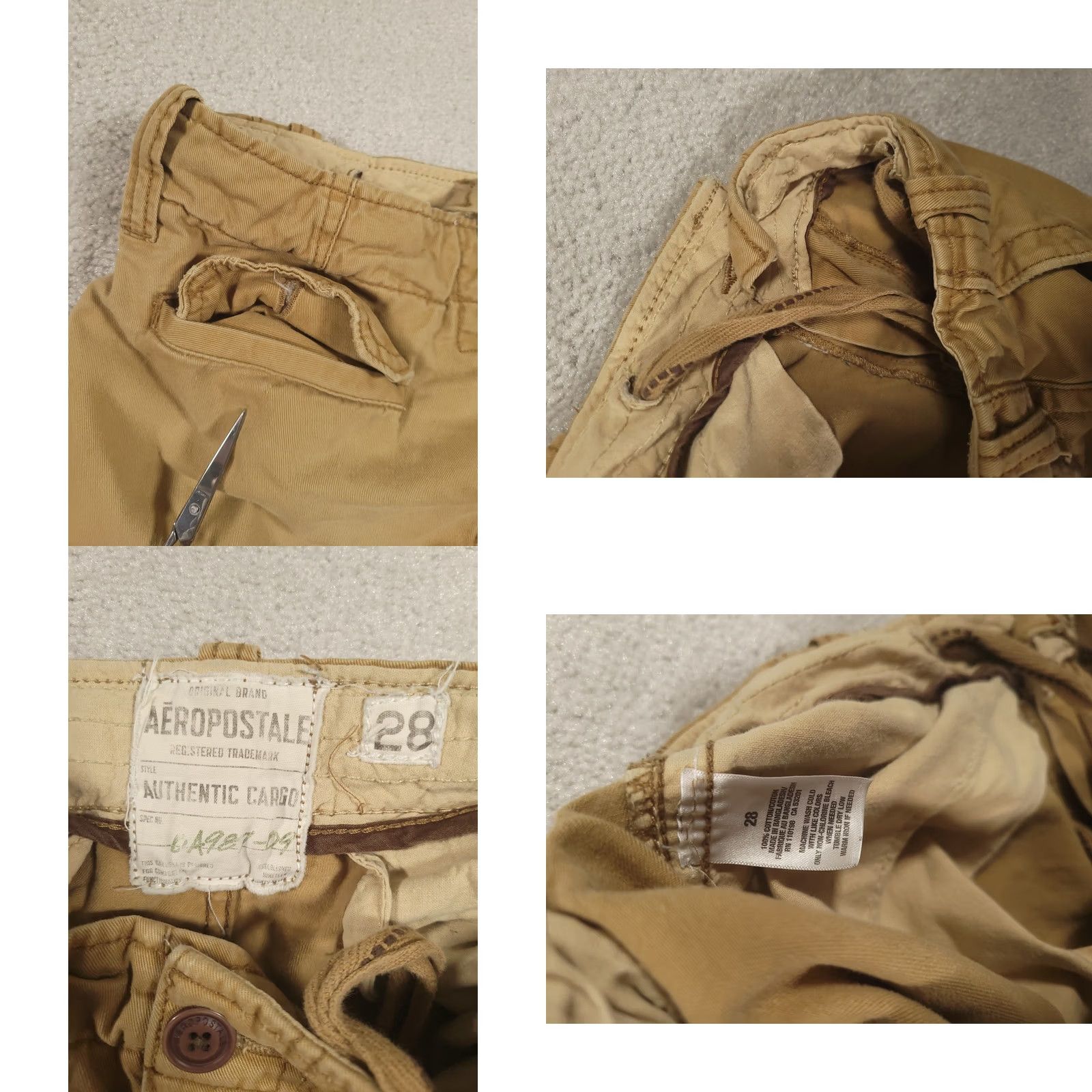 Aeropostale AeroPostale Shorts Mens 28 Khaki Authentic Cargo A87 Utility Skater Grunge Faded Size US 28 / EU 44 - 9 Thumbnail