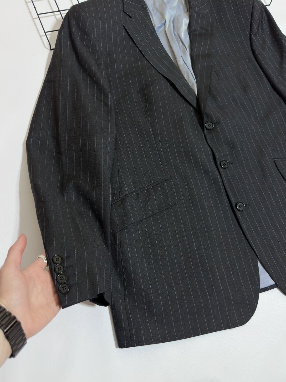 Mulberry Mulberry London Pinstripe Wool & Cashmere Suit Charcoal Size 44R - 3 Thumbnail