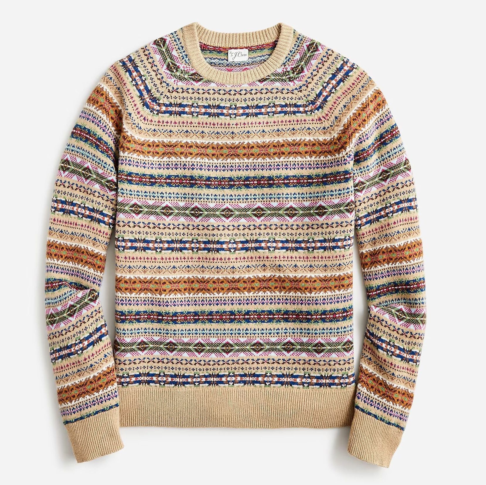 image of J Crew J. Crew Fair Isle Lambswool Blend Sweater Heather Sand, Men's (Size 2XL)