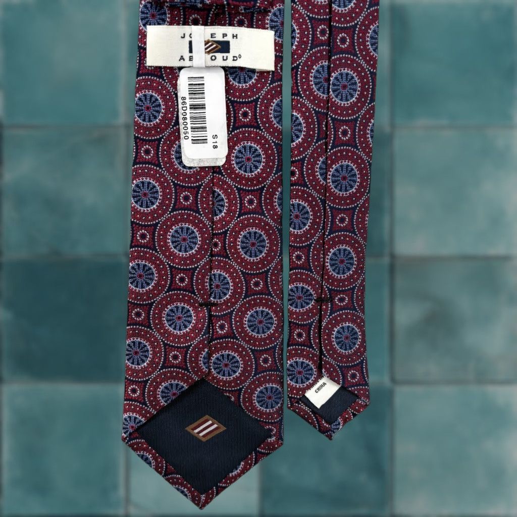 Joseph Abboud Joseph Abboud Tie Mens Red 100% Silk Geometric Designer Business Formal Neckwear Size ONE SIZE - 1 Thumbnail