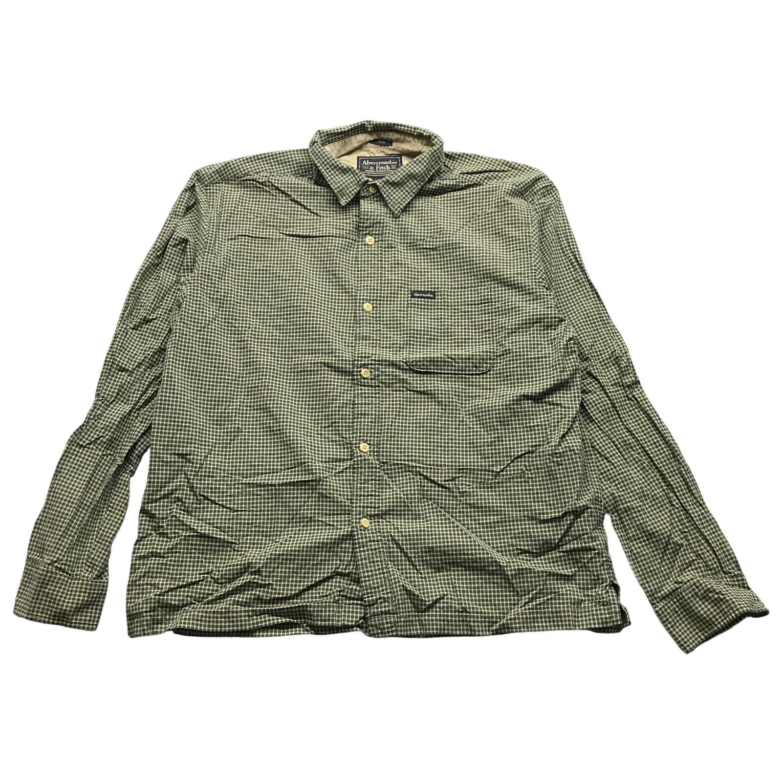 Abercrombie & Fitch VTG Abercrombie & Fitch Green Grid Button Up Shirt Mens XL Size US XL / EU 56 / 4 - 1 Thumbnail