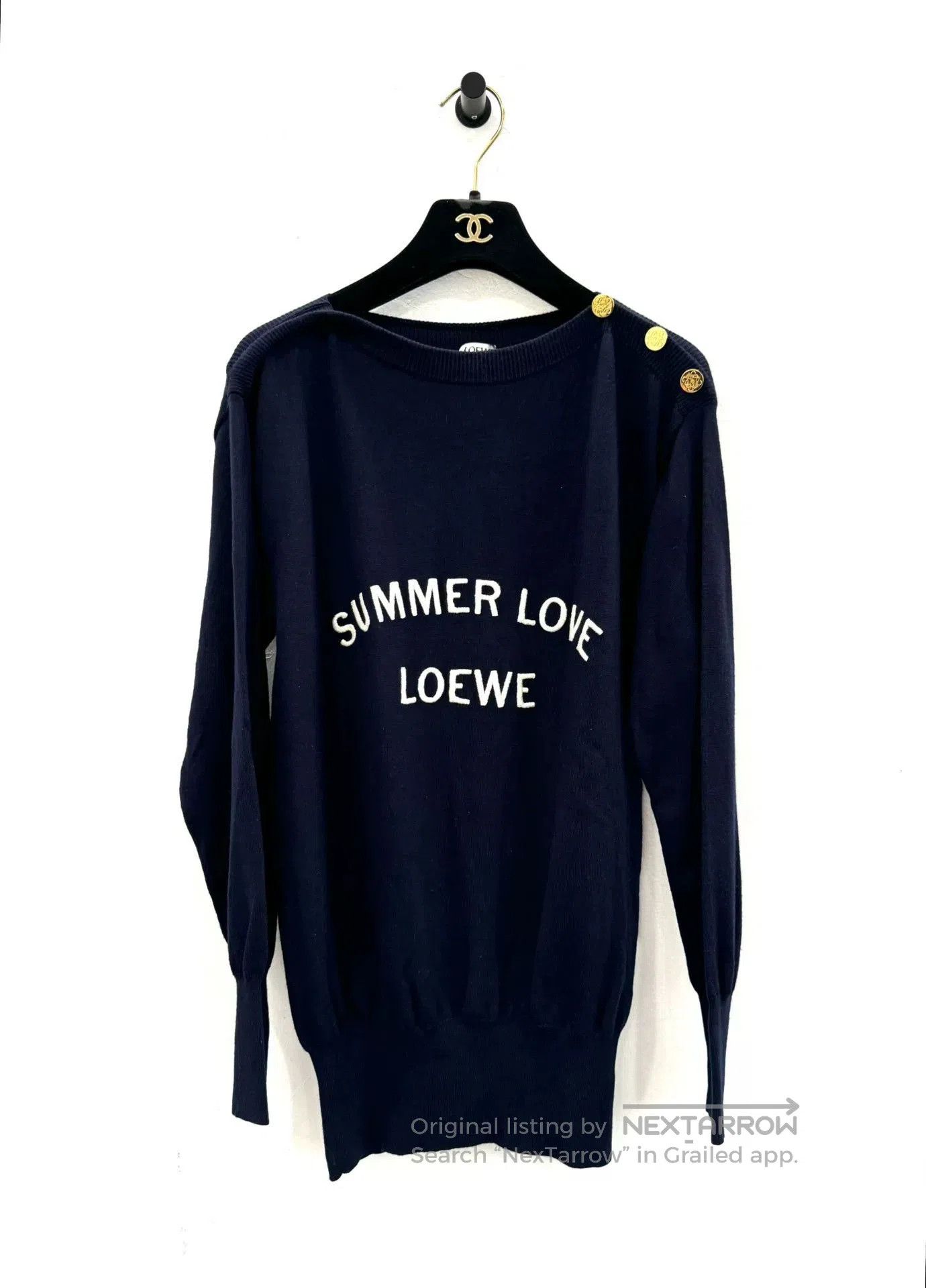 Loewe Loewe Navy Gold Button Logo Sweater. Size S / US 4 / IT 40 - 1 Thumbnail