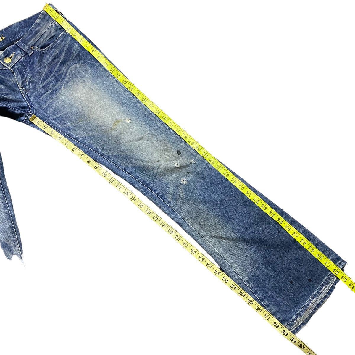 Vanquish Vanquish Gold Mudwash Denim Flare Jeans Size US 30 / EU 46 - 19 Thumbnail