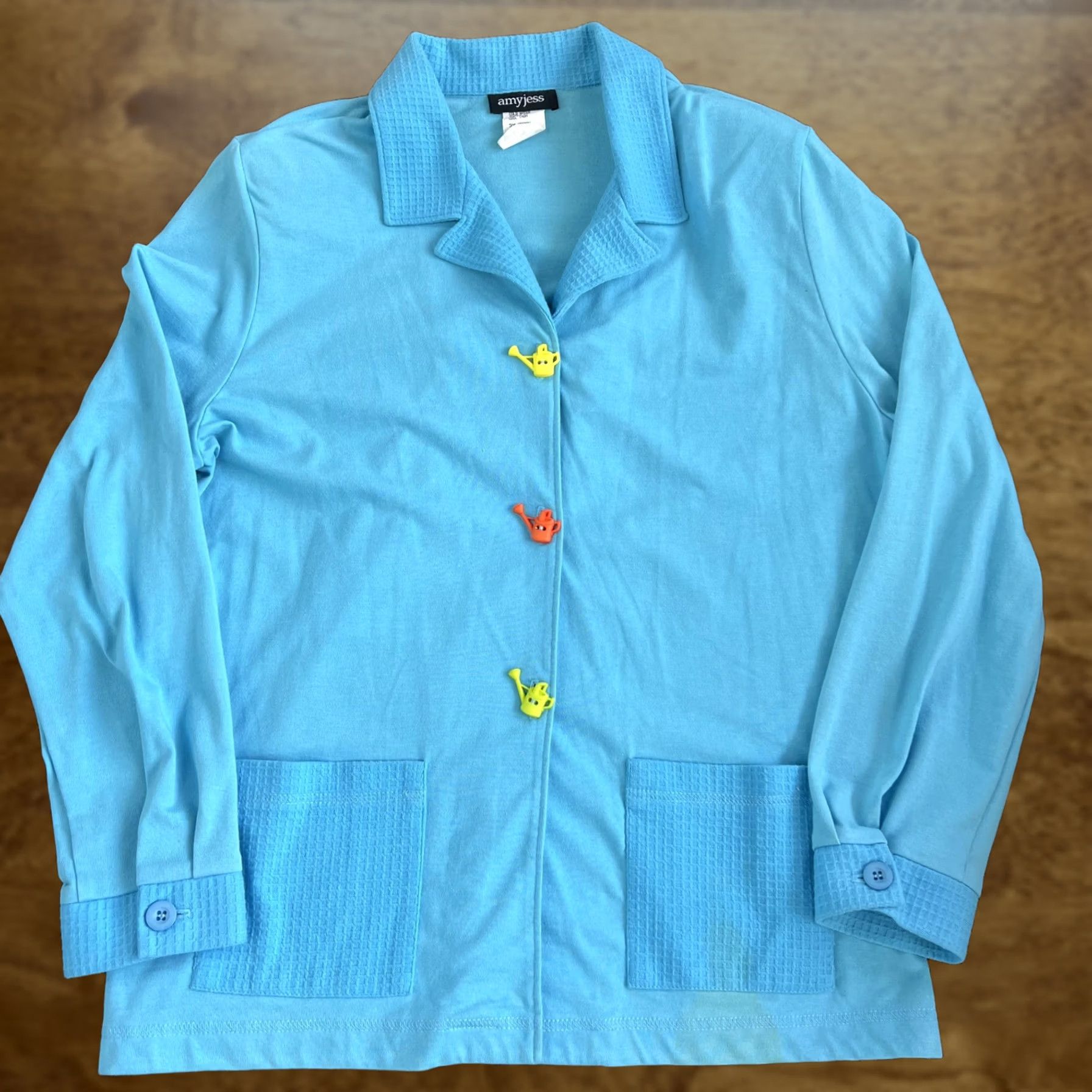 Vintage amyjess Shirt Womens XL Blue Garden Watering Can Button Long Sleeve Top USA Size XL / US 12-14 / IT 48-50 - 1 Thumbnail