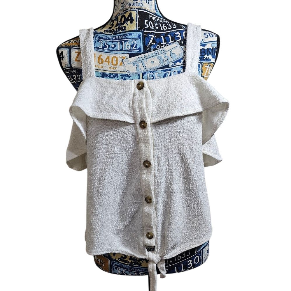 Madewell Madewell Texture & Thread Ruffle Tie Front Tank Terry Cloth Size L / US 10 / IT 46 - 3 Thumbnail