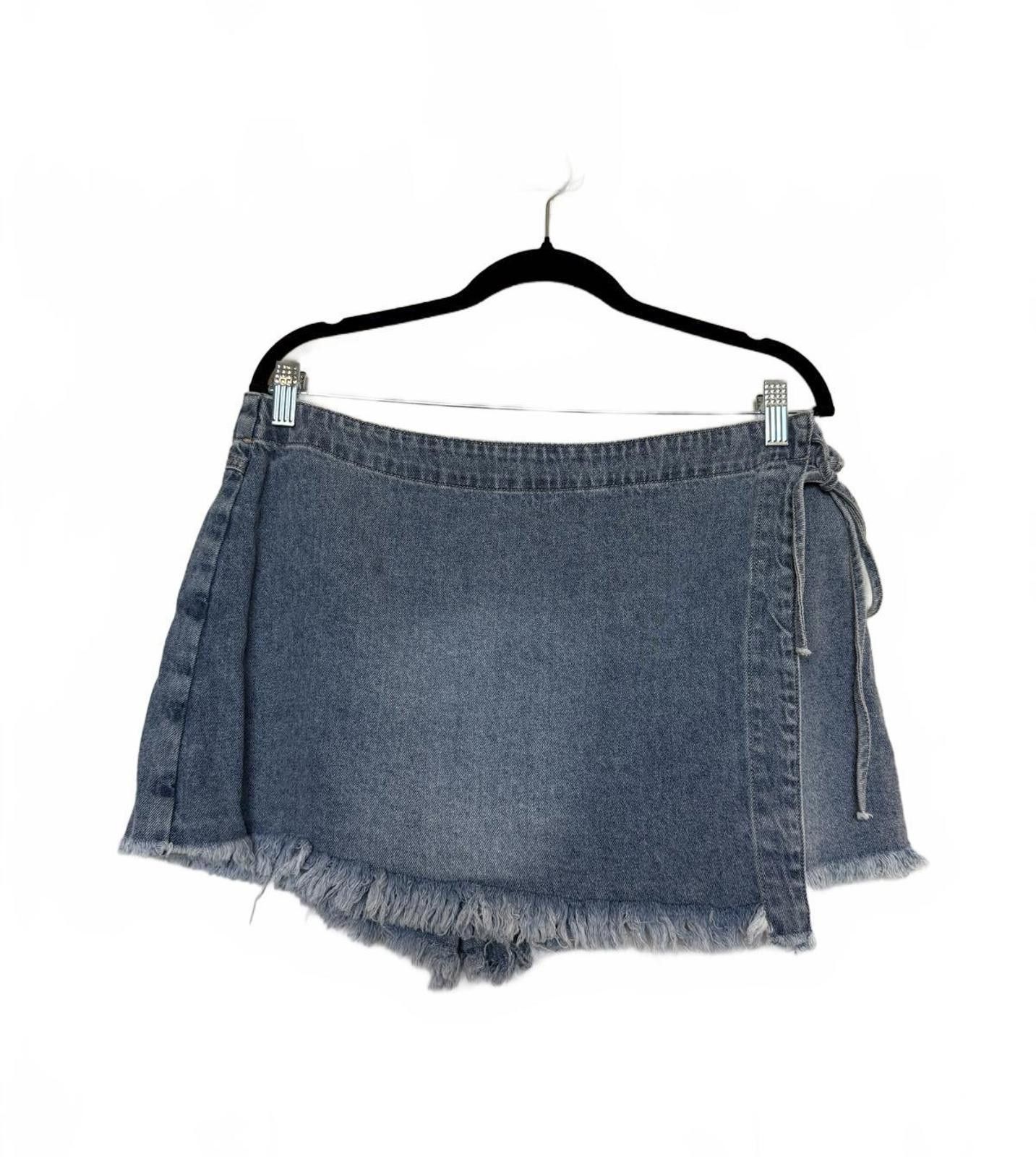 Designer Denim Jean Mini Wrap Skirt Skort Stretchy Size 32" / US 10 / IT 46 - 1 Thumbnail