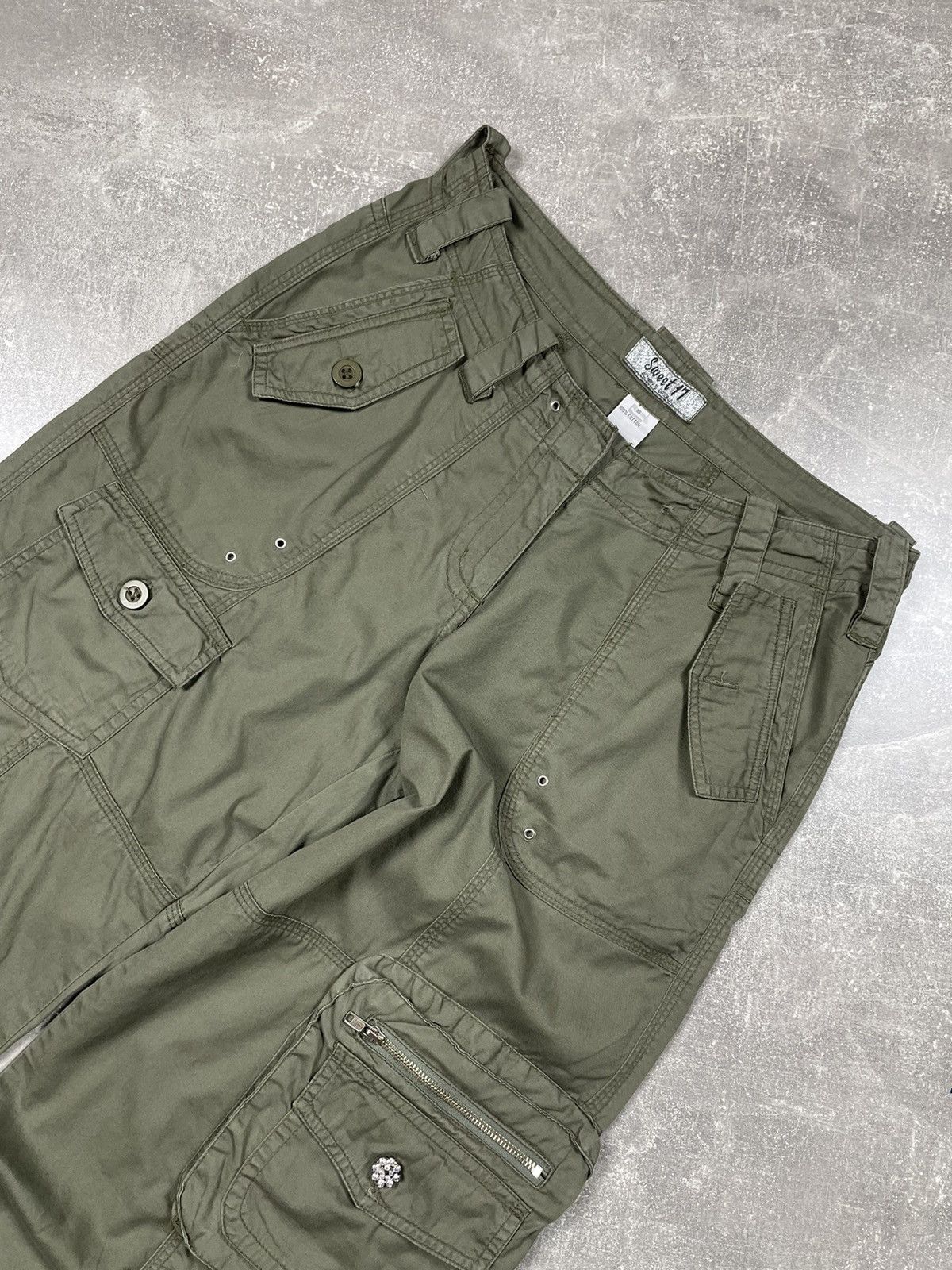 Japanese Brand × Vintage Y2K Avant Garde Parachute Stylish Khaki Pants Size 27" / US 4 / IT 40 - 4 Thumbnail