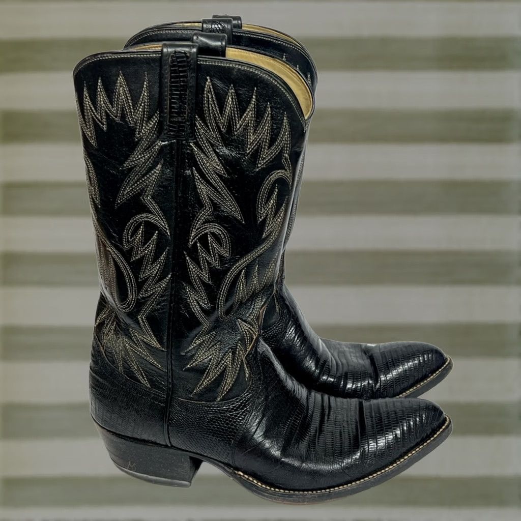 Dan Post Dan Post Black Lizard Skin Boots Western Cowboy USA SIZE 9.5 D Mens Boots Size US 10 / EU 43 - 1 Thumbnail