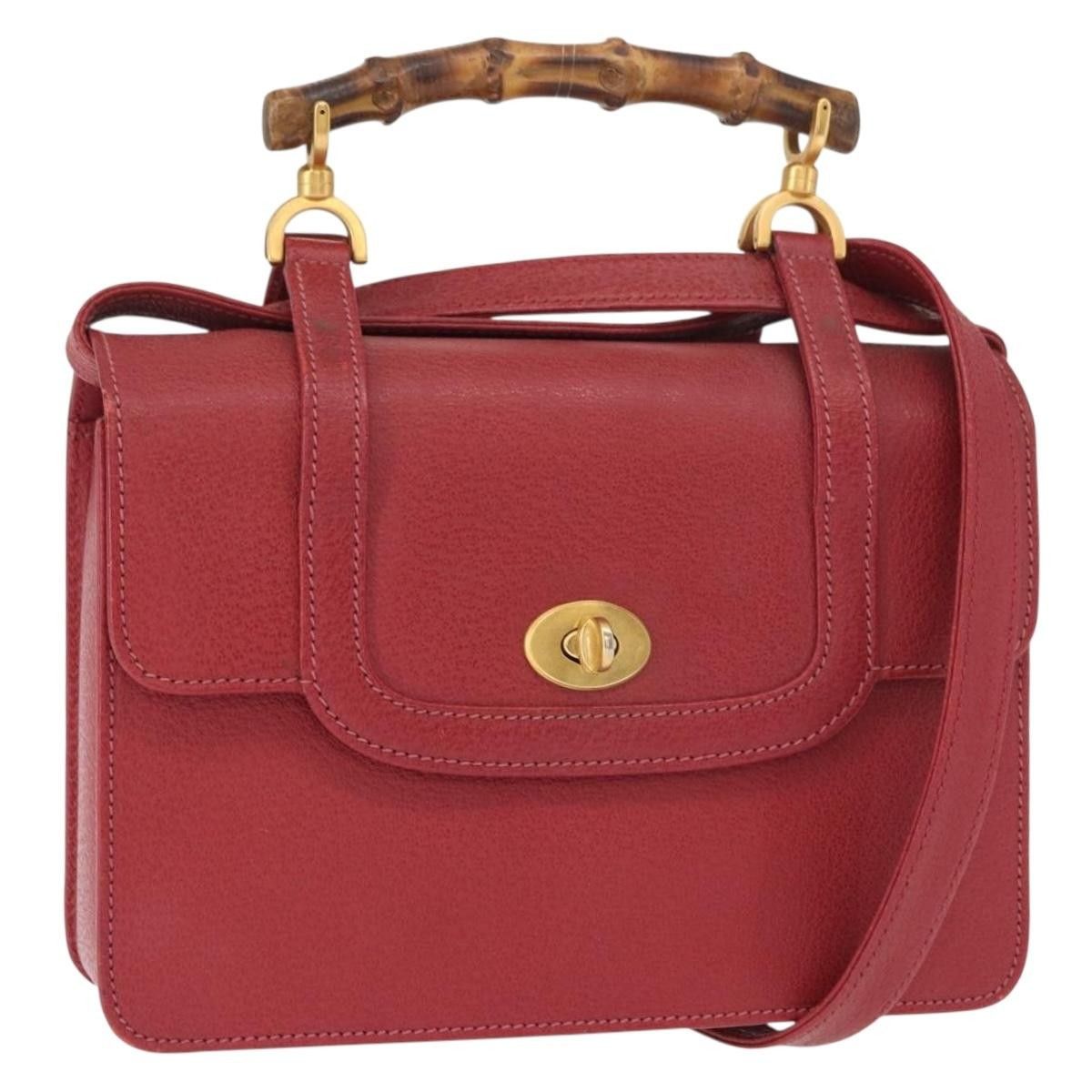 Gucci Gucci Vintage Bamboo Handle Bag Leather Size ONE SIZE - 1 Thumbnail