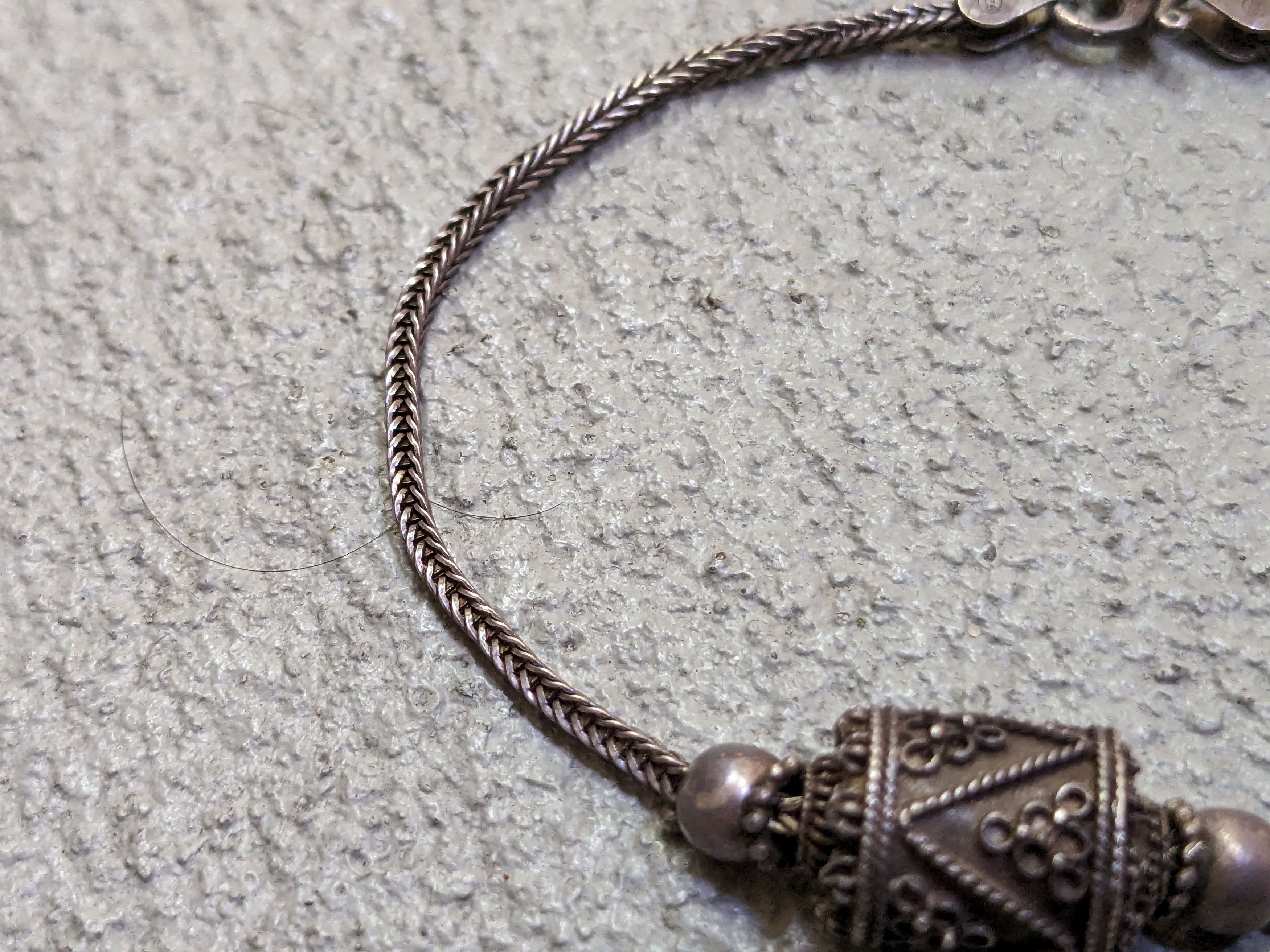 Jewelry × Vintage Vintage Sterling Silver Bracelet 7.25" Wheat Foxtail Bead Size ONE SIZE - 6 Thumbnail