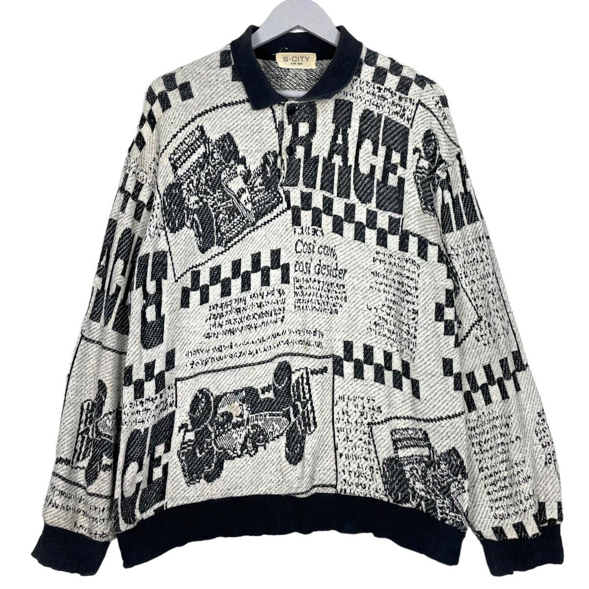 Other 💥S*CITY NEWSPAPER RACING MOTIF PULLOVER SWEATER Size US M / EU 48-50 / 2 - 1 Thumbnail