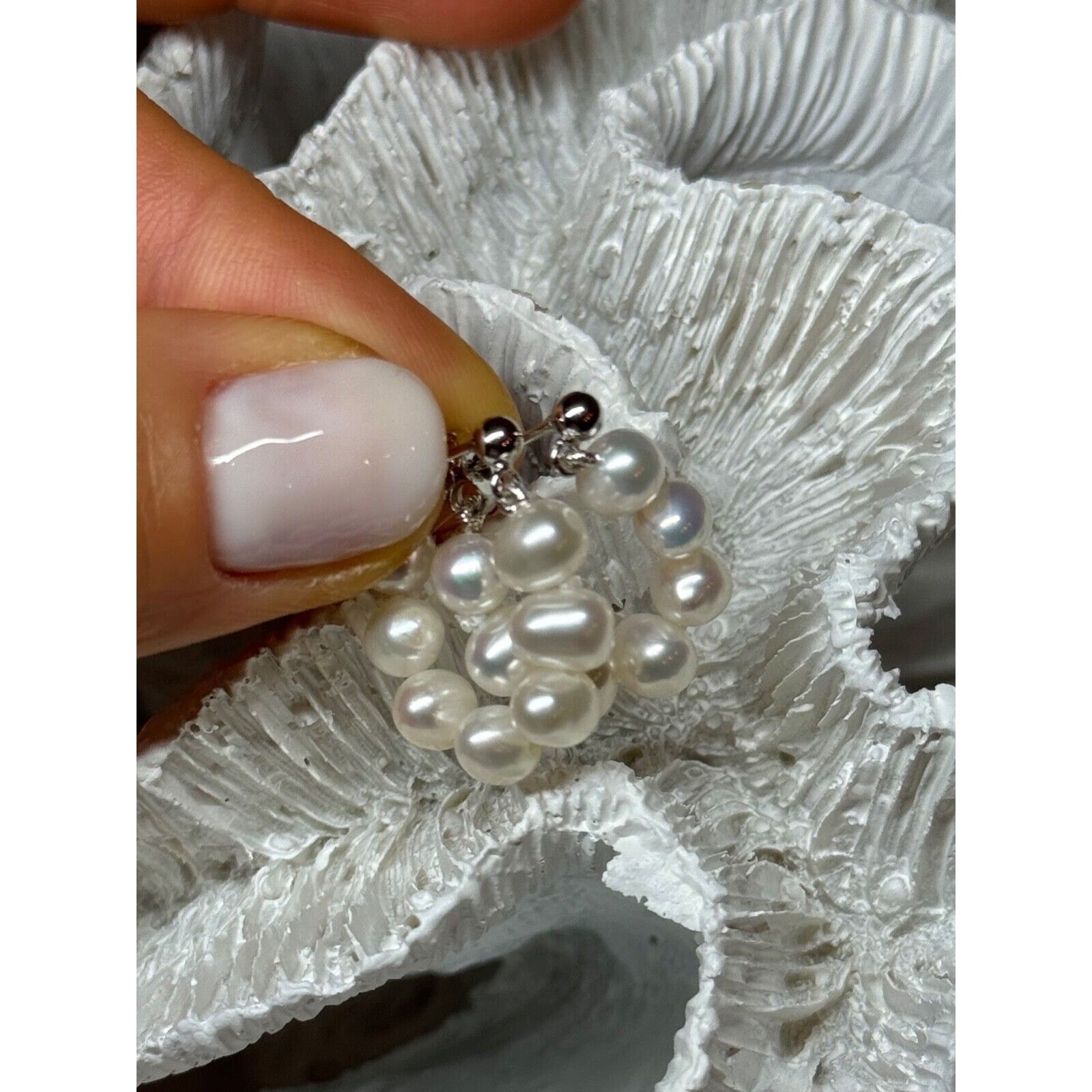 Jewelry 925 STERLING SILVER FRESH WATER PEARL EARRINGS LENGTH 0.8 In Size ONE SIZE - 12 Thumbnail