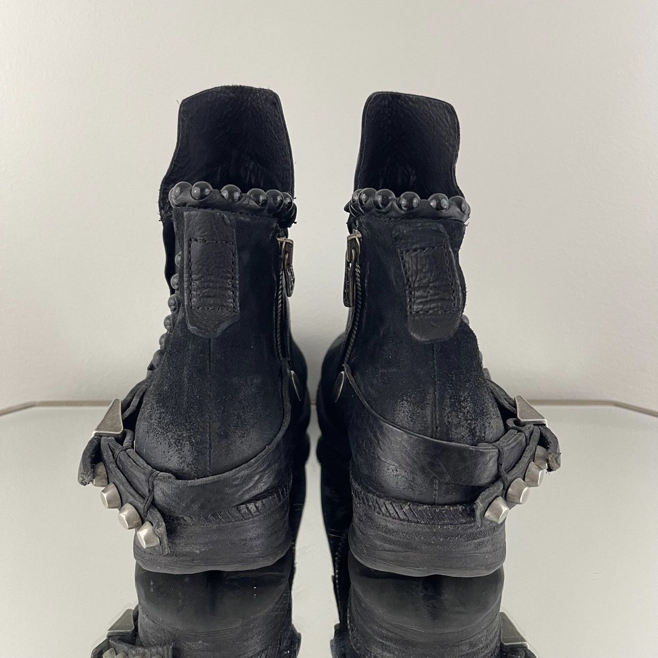 A.S.98 A.S.98 Black Nubuck Suede Airstep Biker Stud Ankle Booties Size US 7 / IT 37 - 5 Thumbnail