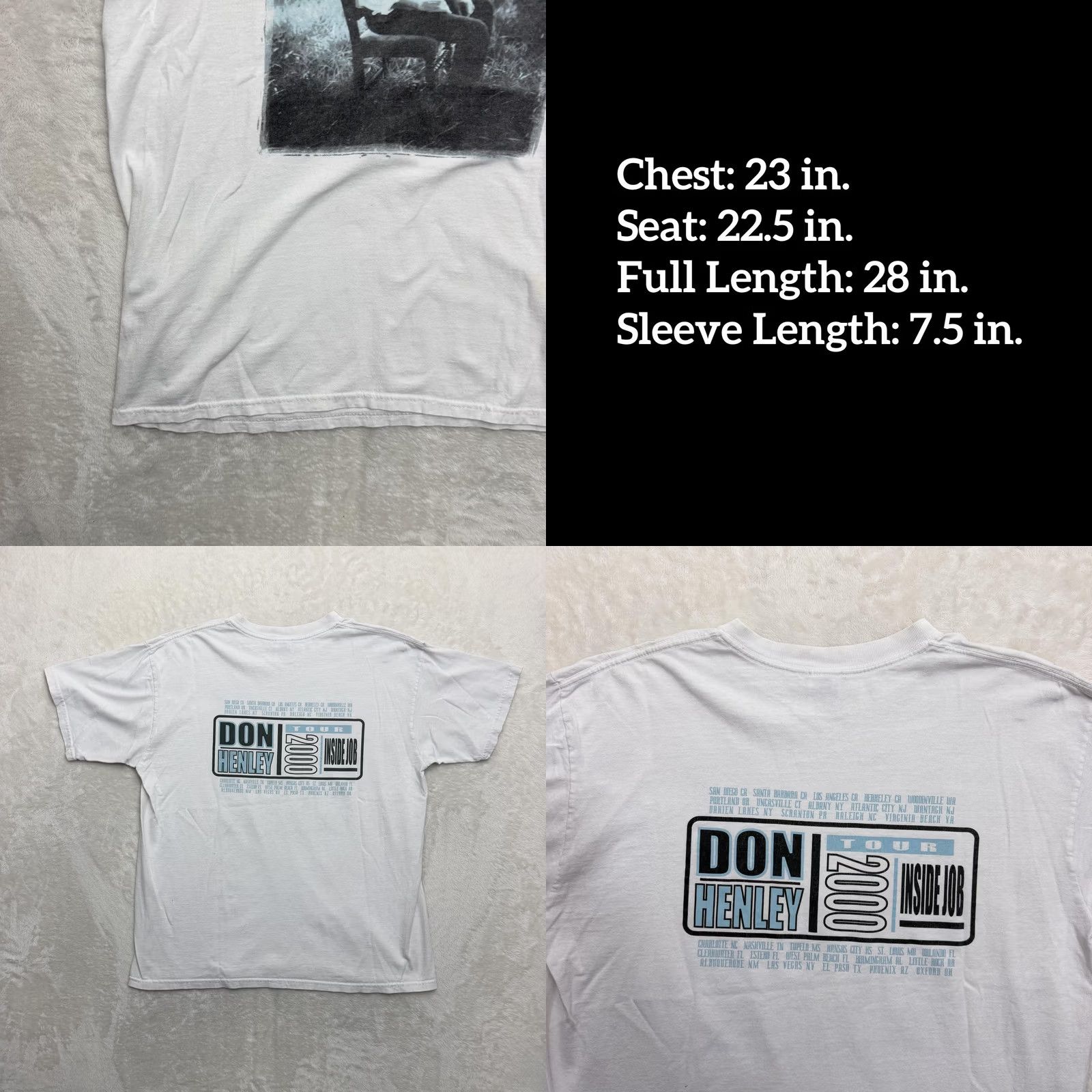 Anvil VINTAGE Don Henley Shirt Mens XL White Inside Job 2000 Tour Anvil Graphic Tee Size US XL / EU 56 / 4 - 8 Thumbnail