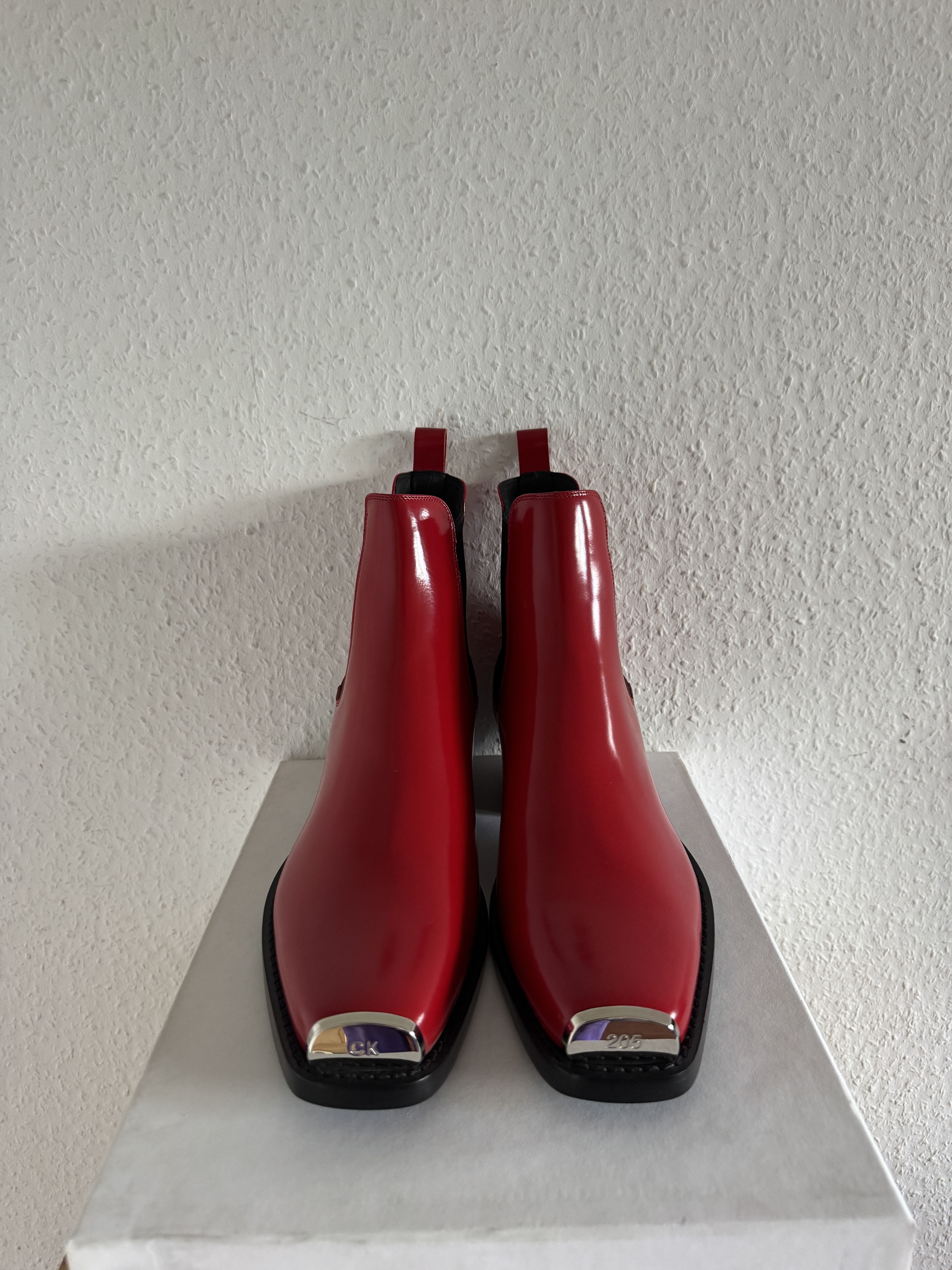 Calvin Klein 205W39NYC Red Leather Chelsea Boot Size US 13 / EU 46 - 4 Thumbnail