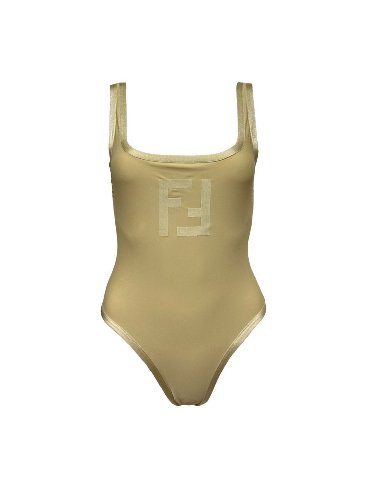 image of Fendi Ff Logo Swimsuit in Beige, Women's (Size Small)