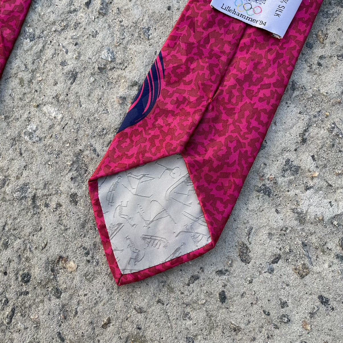 USA Olympics × Vintage Vintage Lillehammer 90s Tie Silk Y2K Style USA Olimpik Size ONE SIZE - 5 Thumbnail
