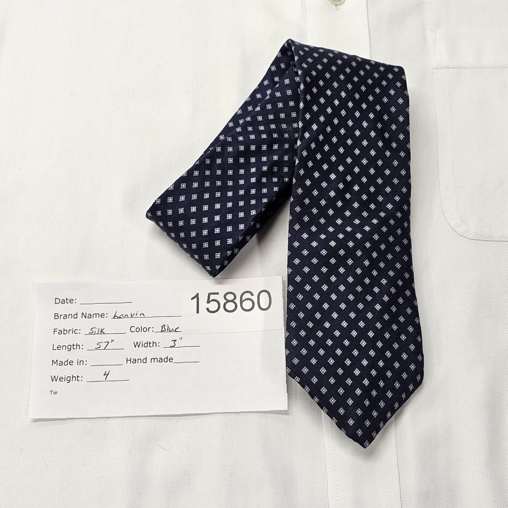 Lanvin VINTAGE Lanvin Necktie Tie Men’s Blue Geometric Silk Classic Retro Office Preppy 57" 3" Mens Size ONE SIZE - 5 Thumbnail