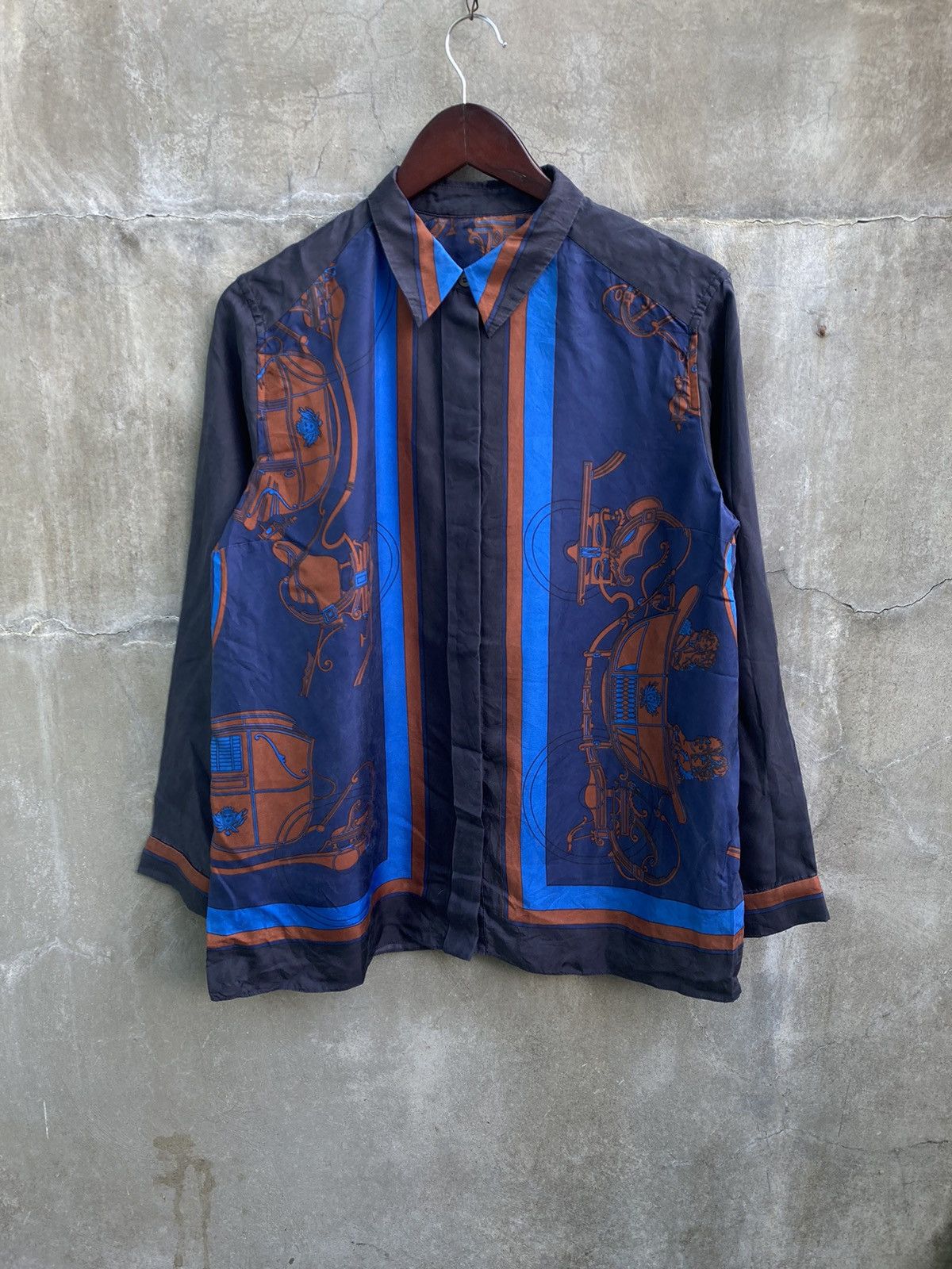 Hermes Carriage Pattern Silk Button Up Shirt Size US M / EU 48-50 / 2 - 2 Thumbnail