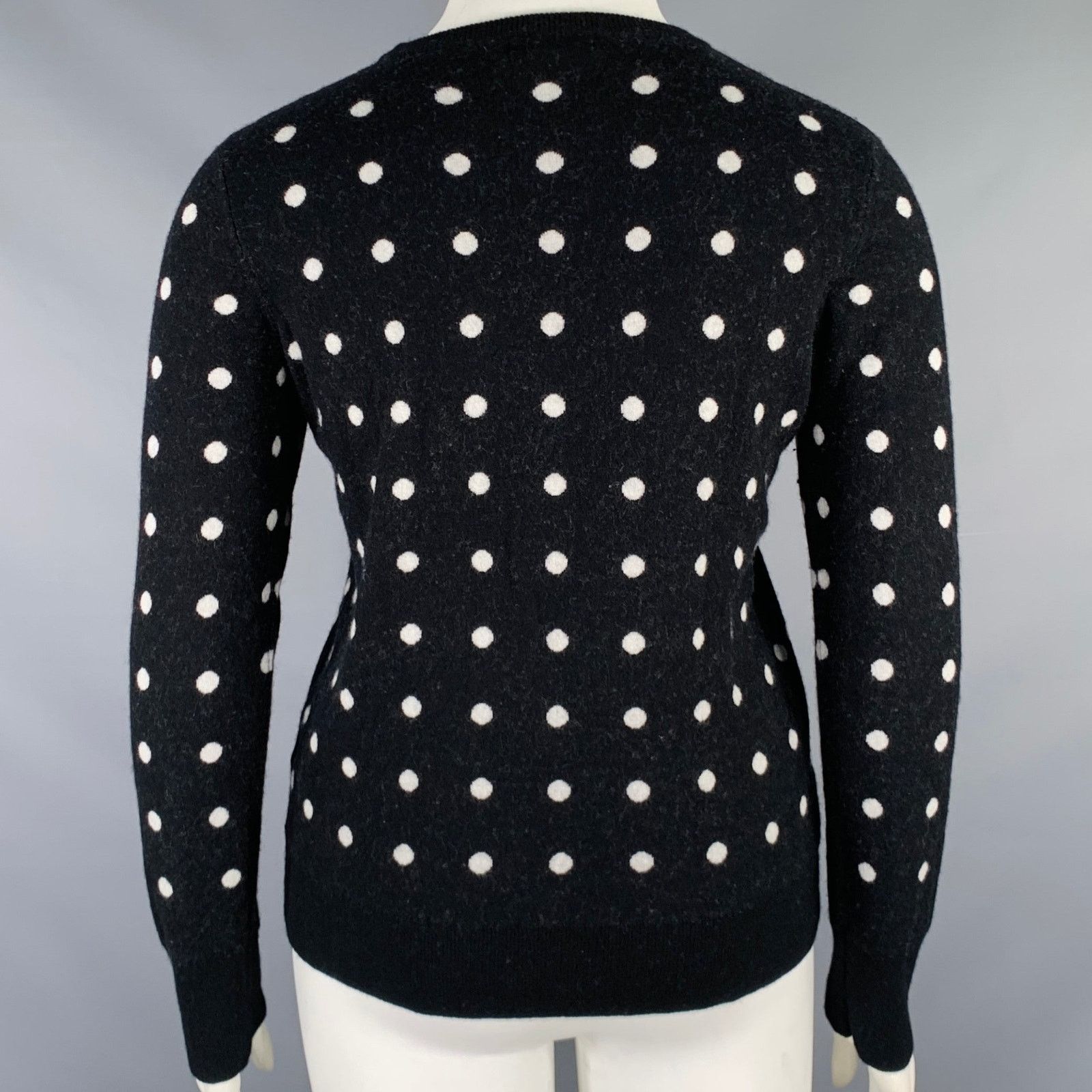 Equipment L Black White Wool Blend Polka Dot Crew Neck Pullover Size L / US 10 / IT 46 - 3 Thumbnail