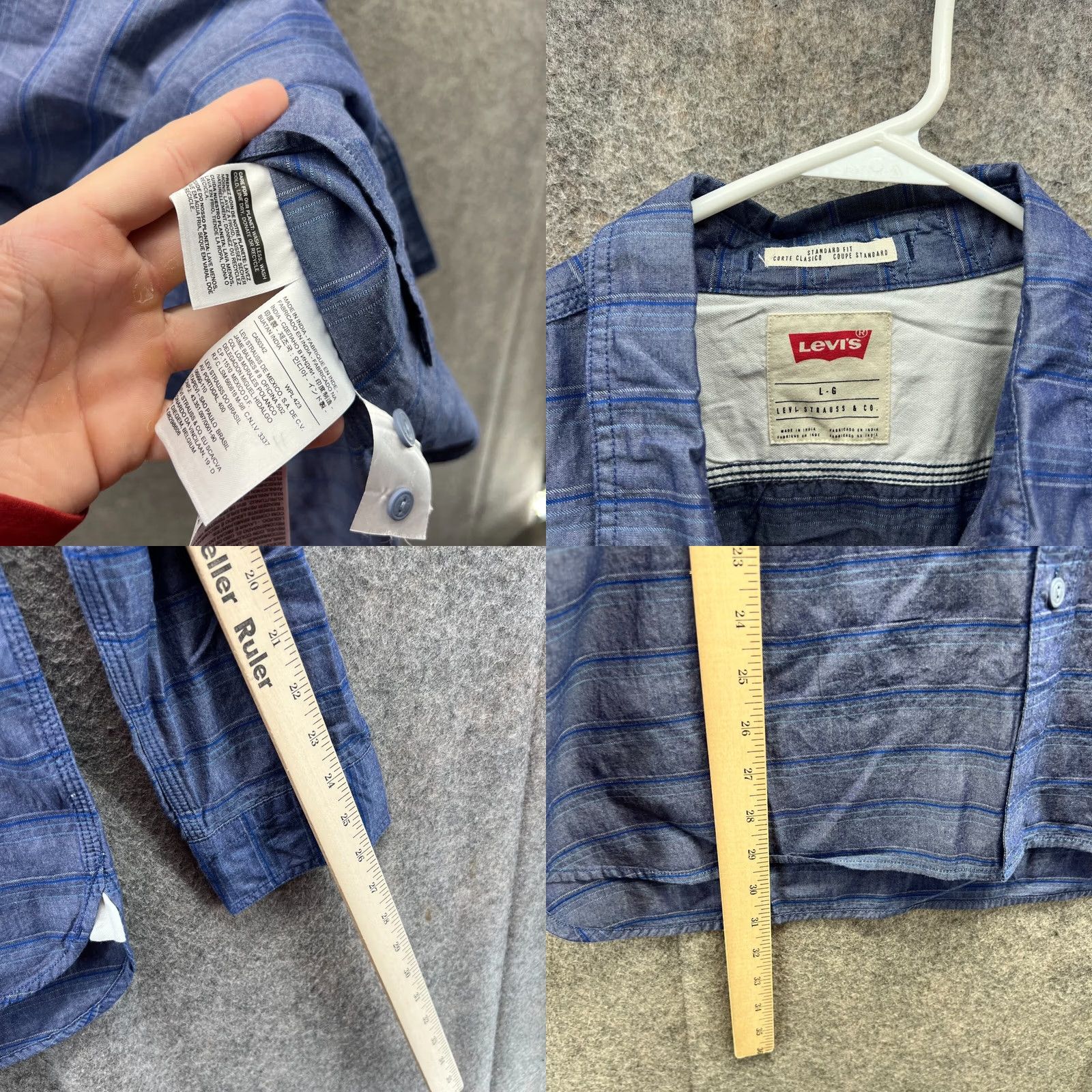 Levi's Levi's Shirt Mens Large Blue Button Down Classic Fit Striped Pocket Vintage Preppy Button-Up Shirt Size US L / EU 52-54 / 3 - 8 Thumbnail