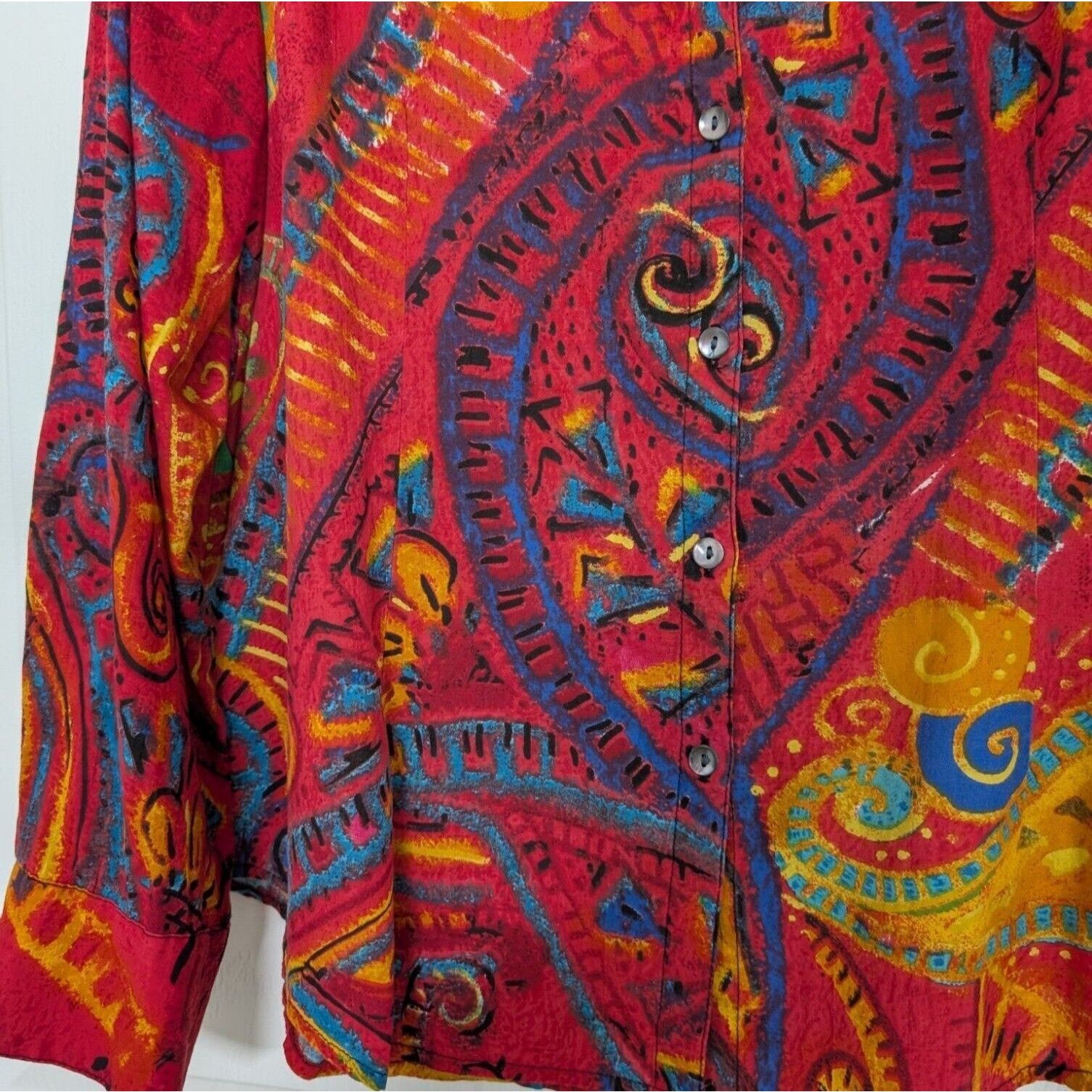 Designer Chicos 2 Abstract Artsy Shirt Womens Size Medium Red Size M / US 6-8 / IT 42-44 - 3 Thumbnail