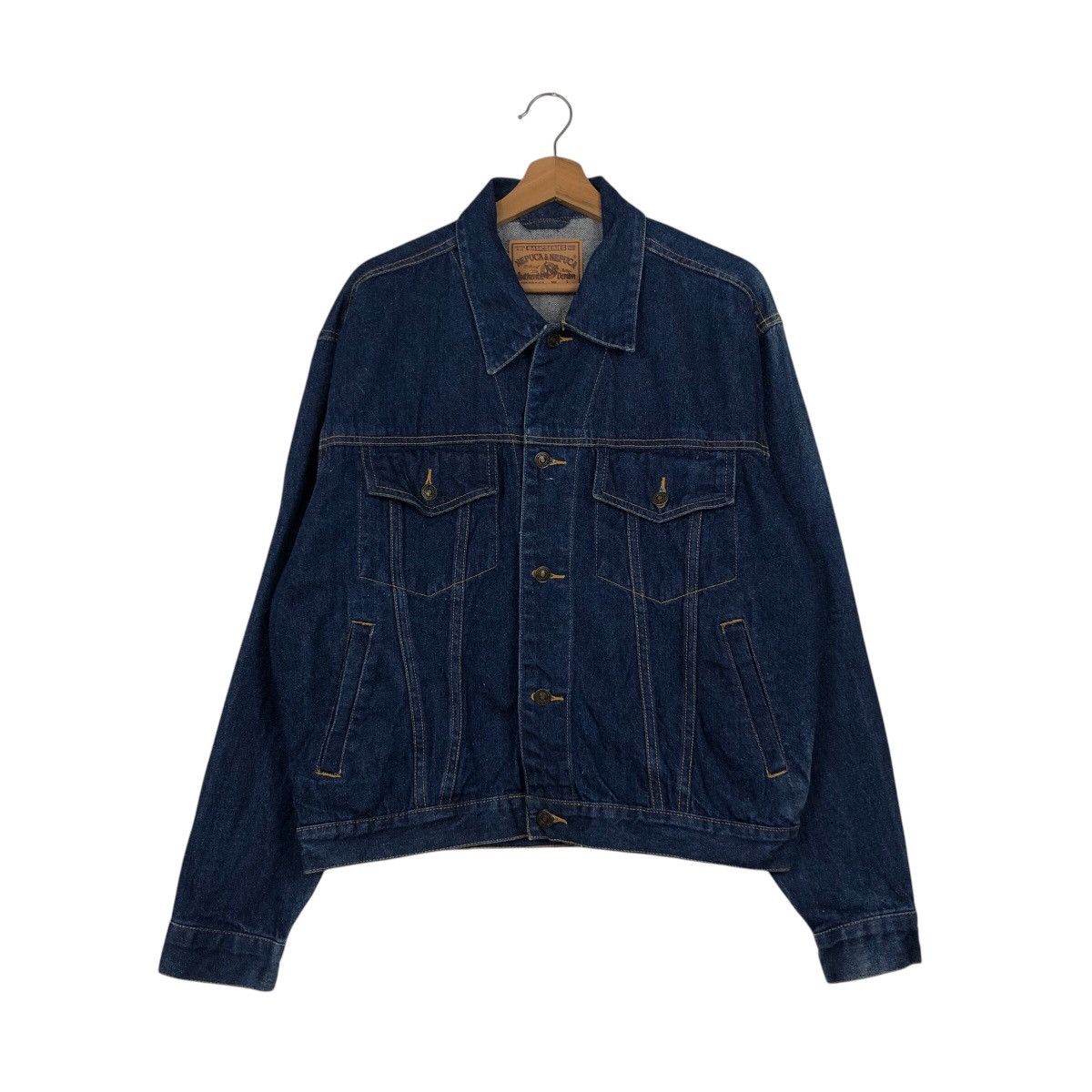Japanese Brand 📌Vintage Trucker Denim Biker Jacket Nepuca Issey Miyake Size US L / EU 52-54 / 3 - 2 Thumbnail