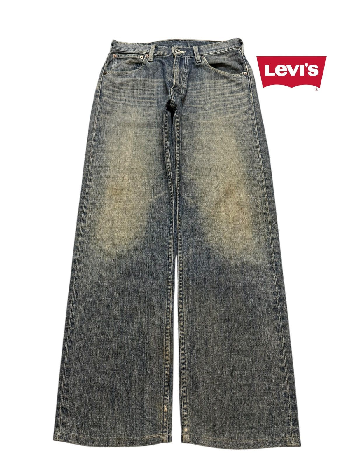 Vintage Y2K Levis 503 Blue Mud Wash Whiskers Wide Leg Baggy
