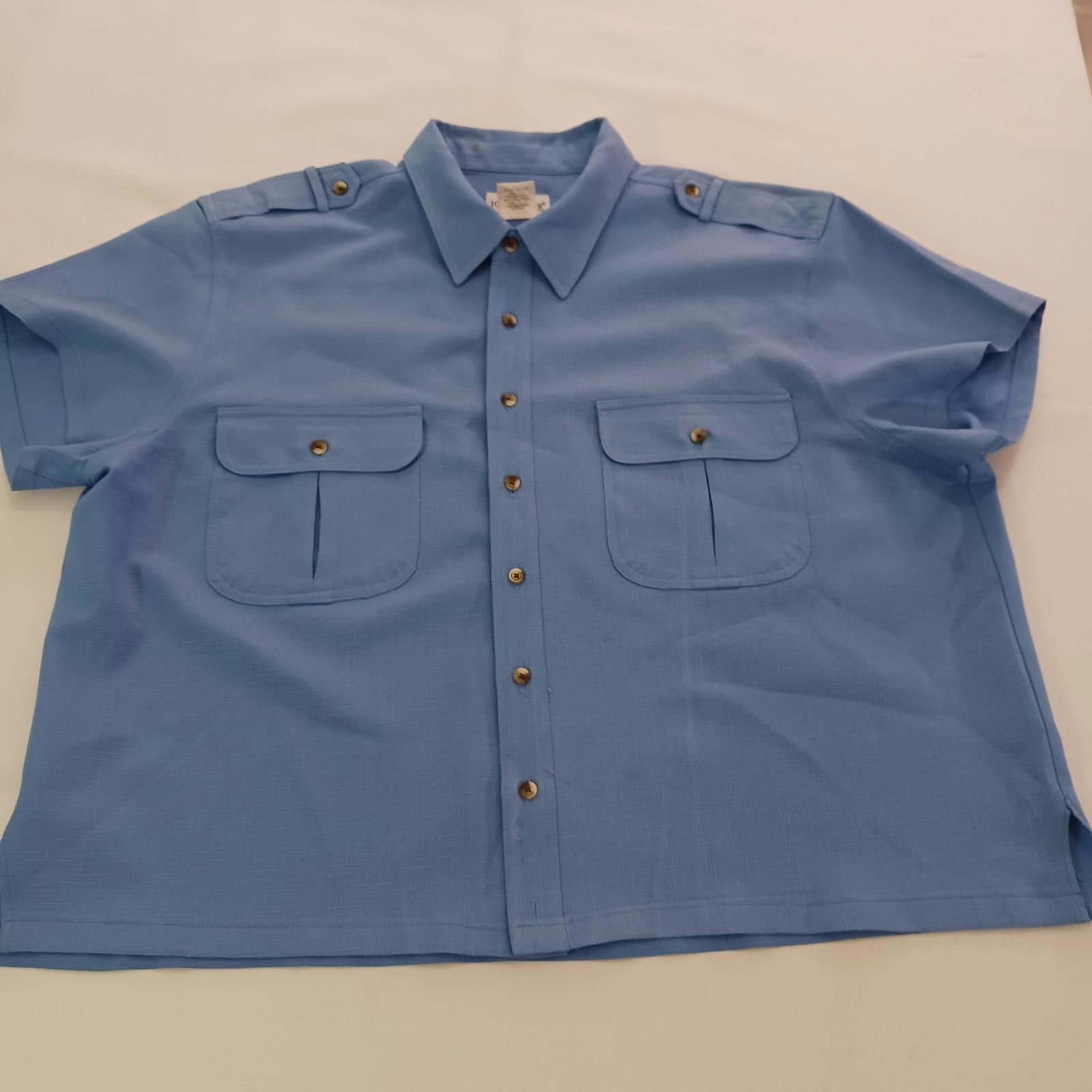 Designer Vintage John Blair Men's Blue Pockets Short Sleeve Shirt 2XL Size US XXL / EU 58 / 5 - 1 Thumbnail