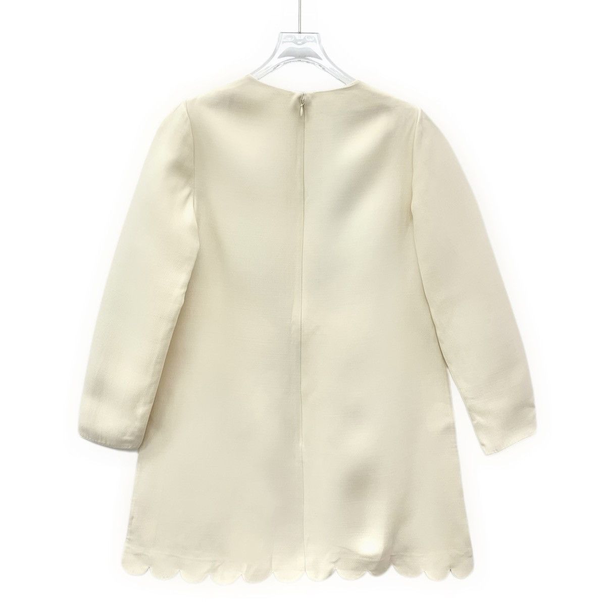Valentino Valentino Beige Lace Trim Crew Neck Long Sleeve Dress K26WX Size L / US 10 / IT 46 - 2 Thumbnail