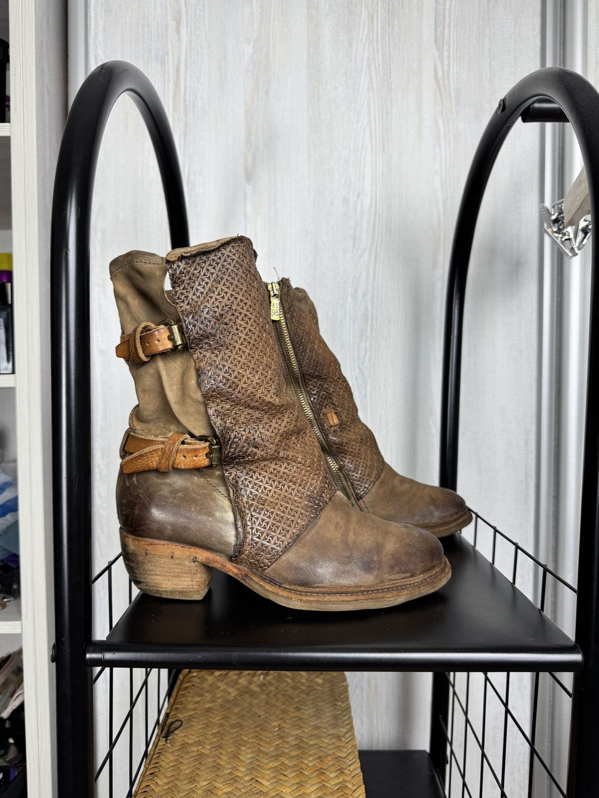 A.S.98 Airstep AS98 Brown Leather Boho Biker Ankle Distressed Boots Size US 7 / IT 37 - 1 Thumbnail