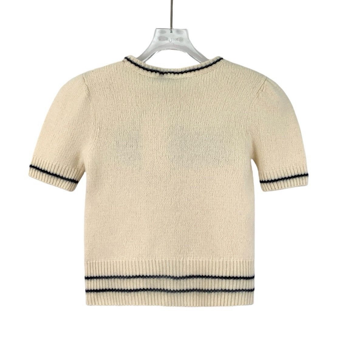 Dior Dior Beige Striped Monogrammed Appliqué Wool Knit Sweater Size S / US 4 / IT 40 - 2 Thumbnail
