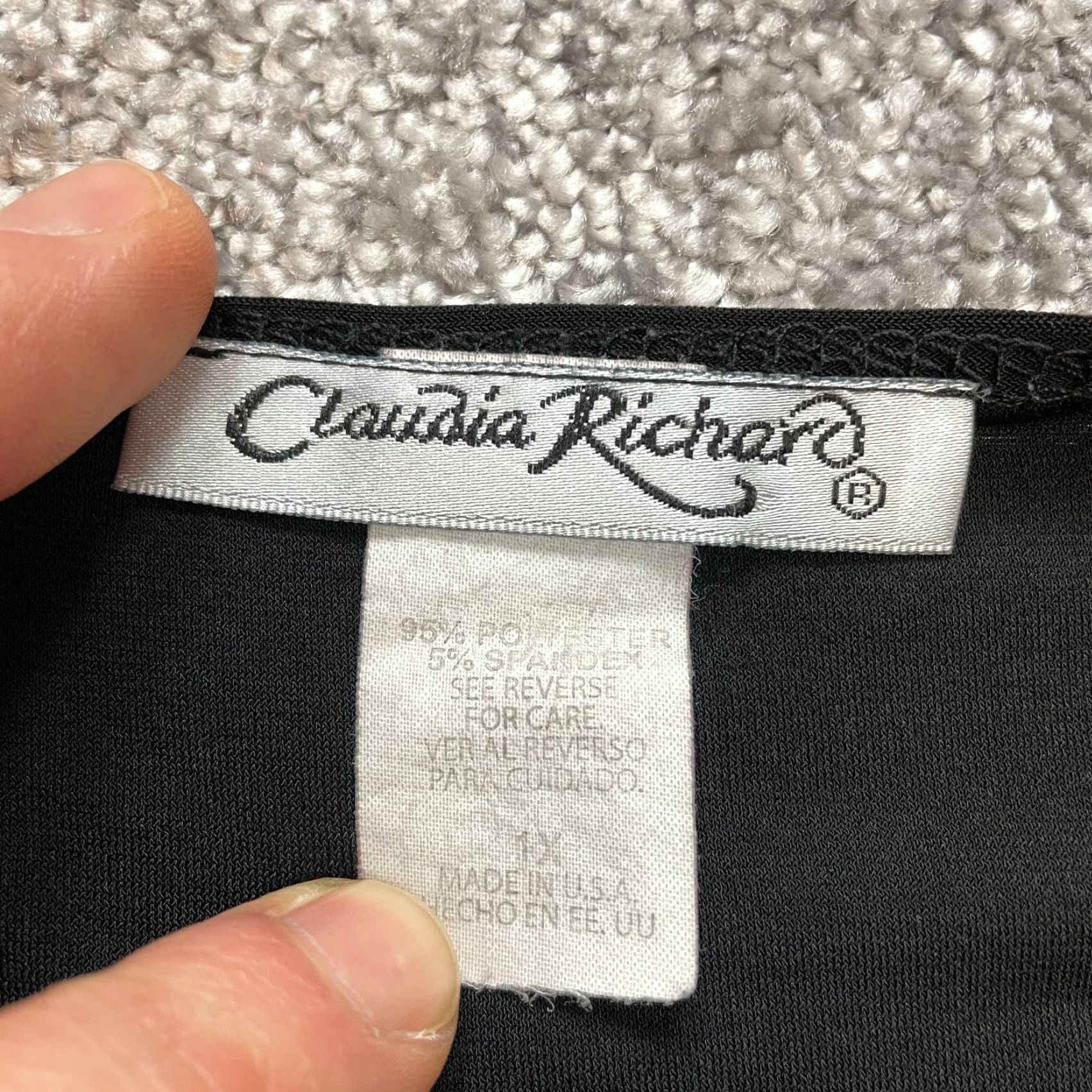 Vintage Claudia Richard Blouse Shirt womens 1X Black Long Sleeve Stretch Vintage Ladies Regular Fit Button Boat Neck Casual Office Size XL / US 12-14 / IT 48-50 - 4 Thumbnail