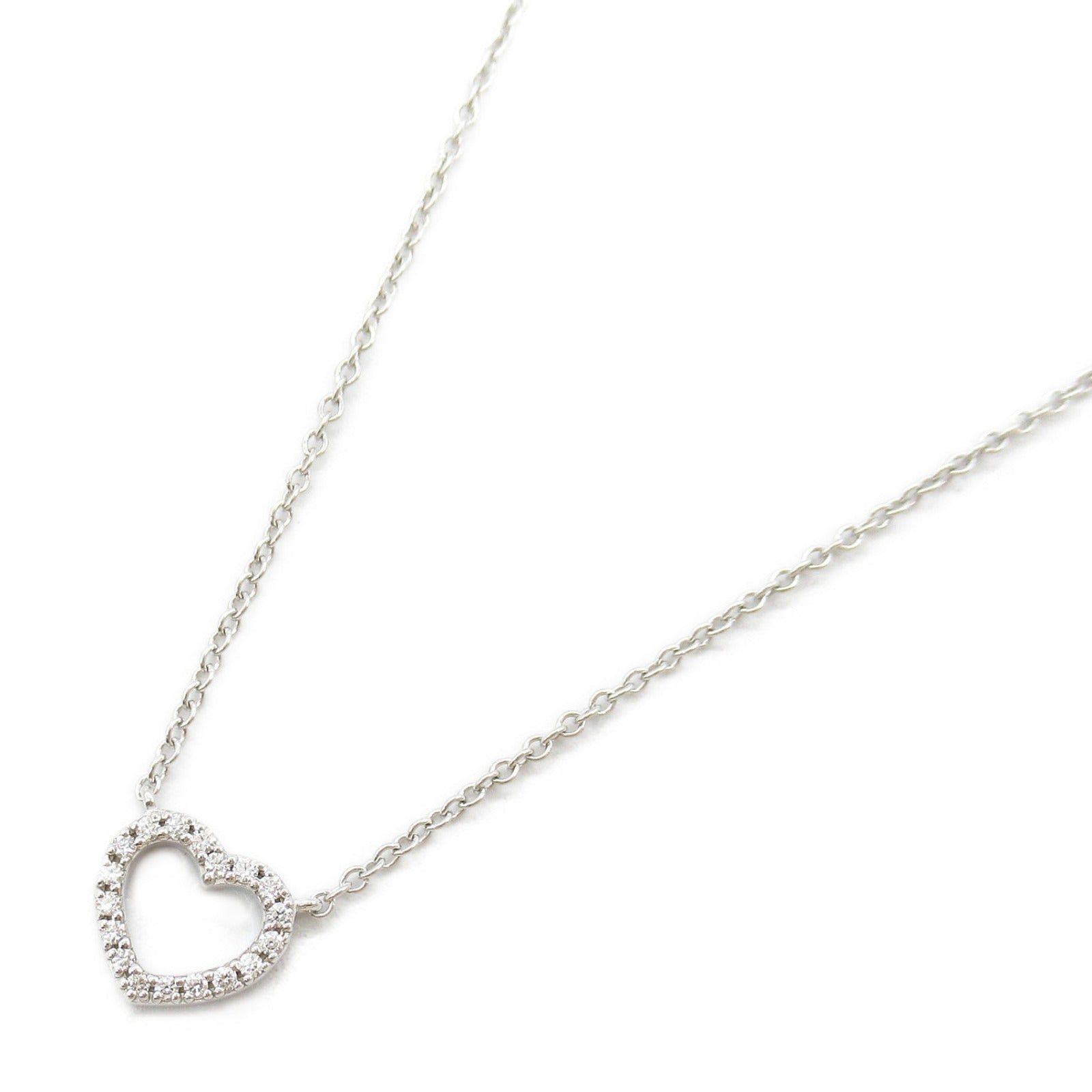 Tiffany Co Metro Heart Necklace Diamond K18Wg (White Gold) Clear