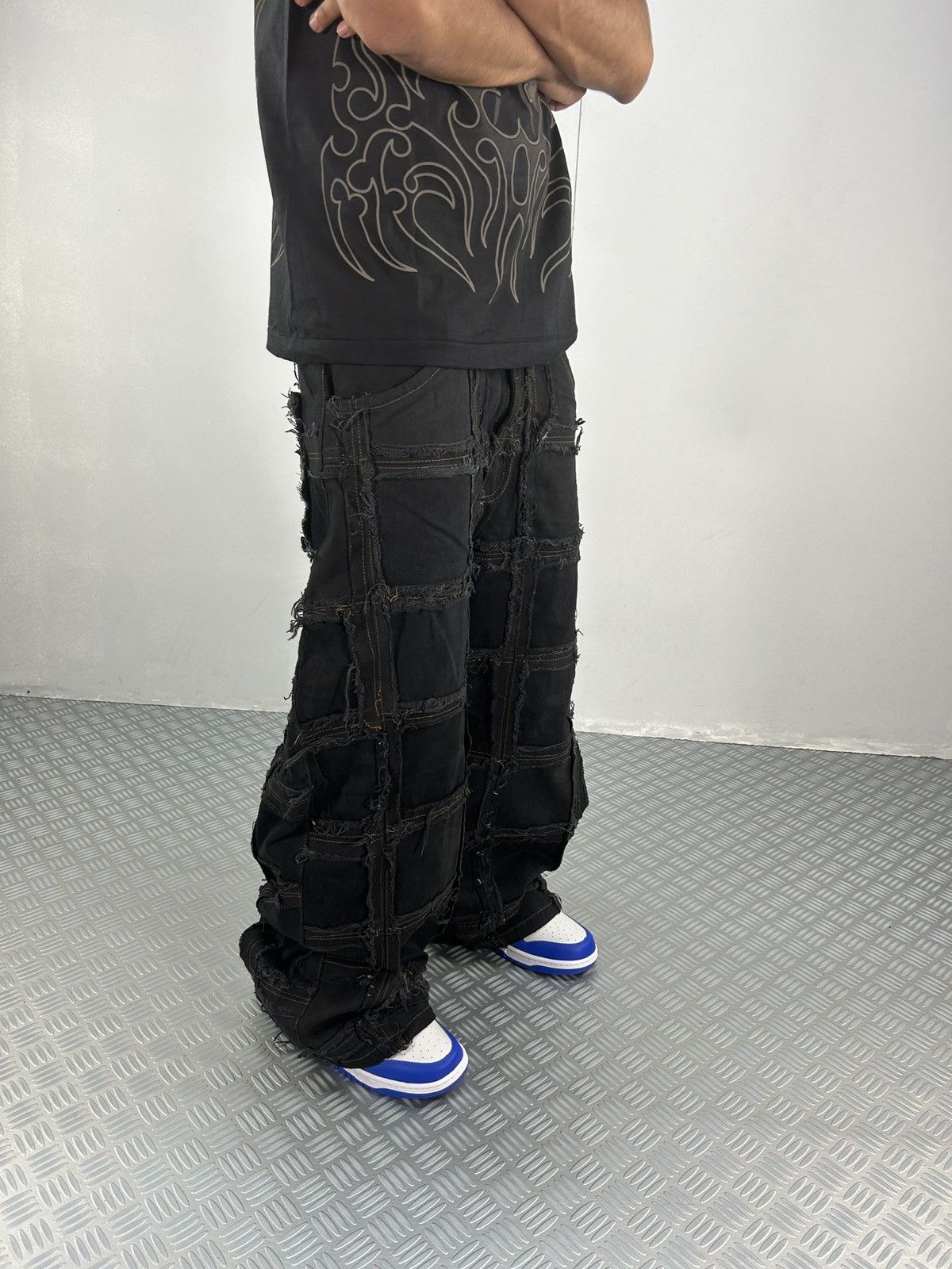 Handmade Vintage Patchwork y2k Baggy Jeans Handmade 00s Size US 28 / EU 44 - 4 Thumbnail