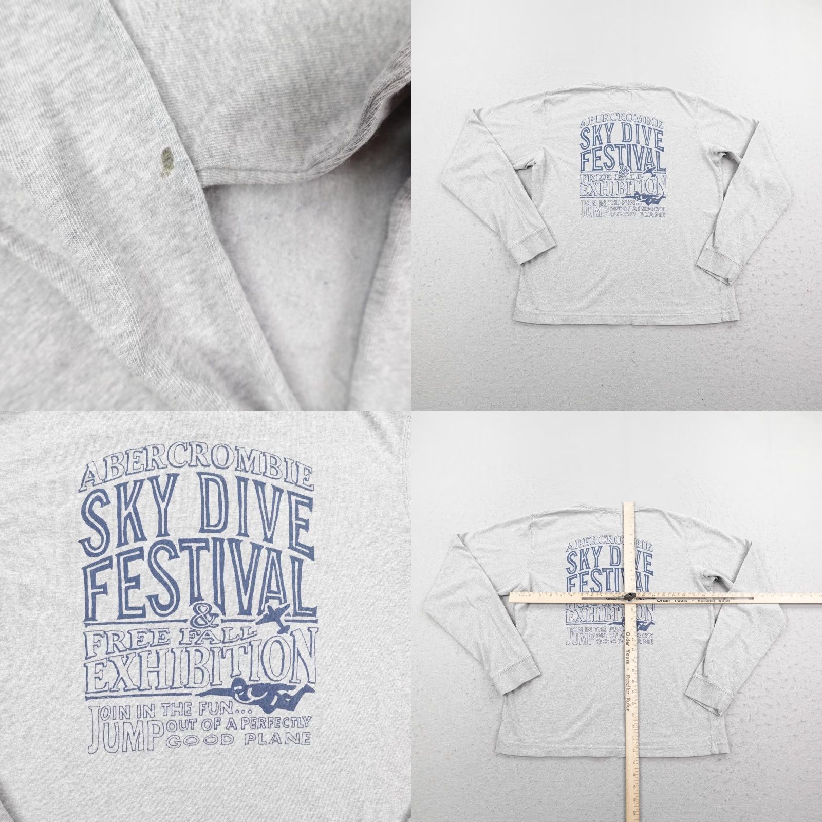 Abercrombie & Fitch VINTAGE Abercrombie & Fitch Shirt Mens M Gray Sky Dive Festival Y2K Tee Long Sleeve Graphic Print Crew Neck Size US M / EU 48-50 / 2 - 8 Thumbnail