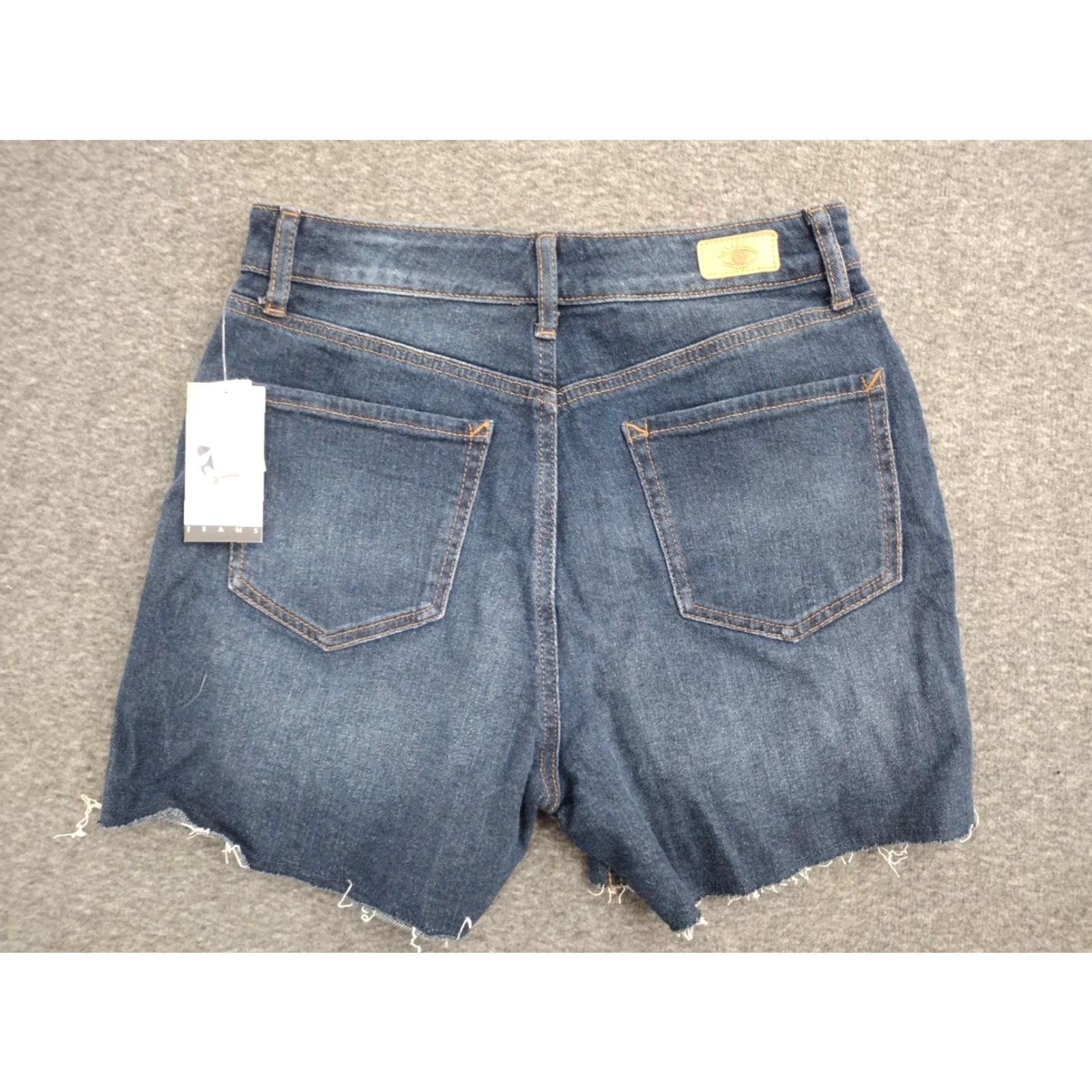 Vintage Sofia Vergara Sofia Jeans Short Dark Distressed 4" High Rise 3 Inseam 5-Pocket Denim Cotton Blend 26 Waist 4 Dark Blue Womens Vintage No Shirt/Top? Size 27" / US 4 / IT 40 - 2 Thumbnail