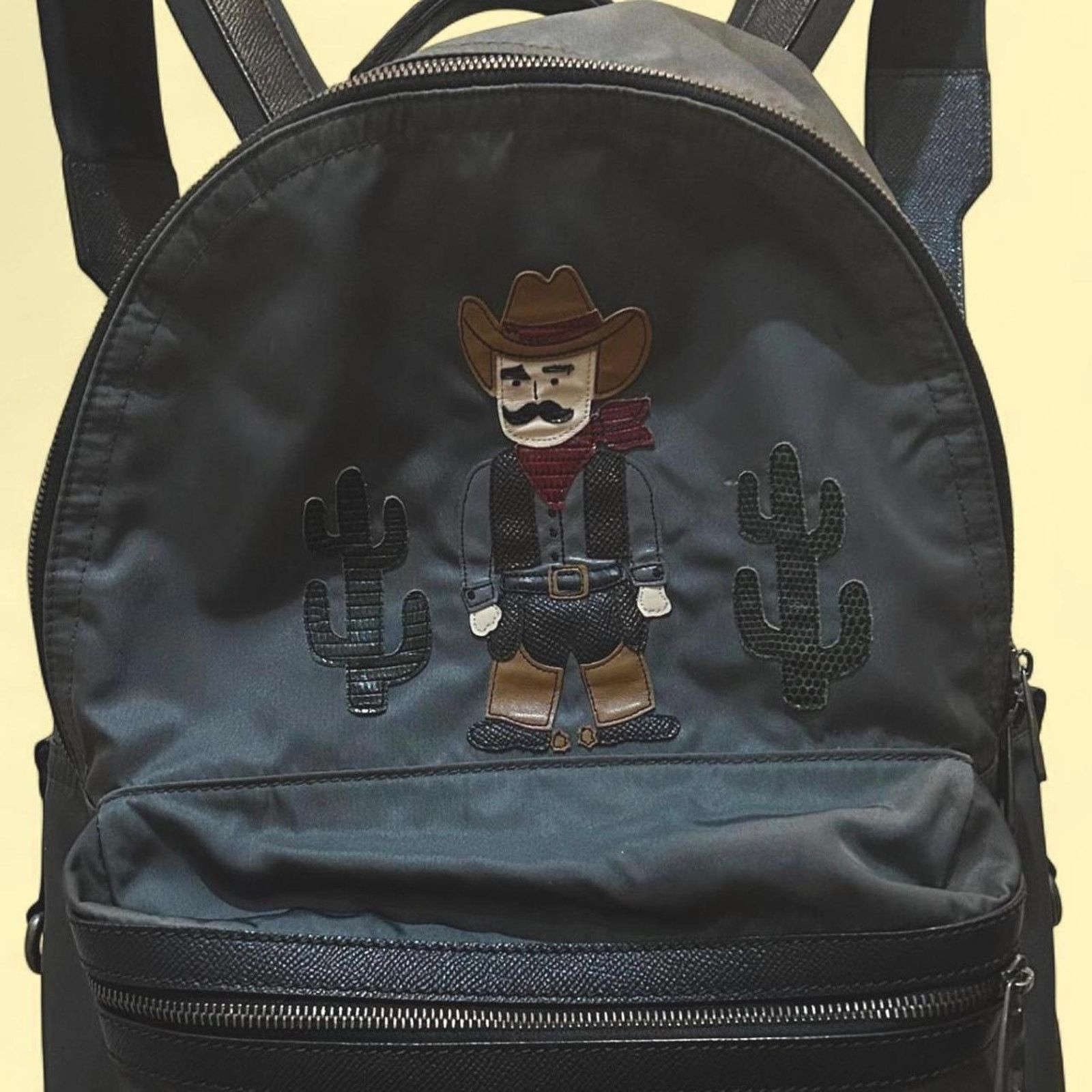 Dolce & Gabbana Dolce&Gabbana Vulcano Cowboy Patch LG Backpack in BLK/Slate Size ONE SIZE - 1 Thumbnail